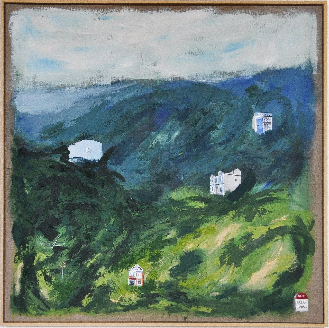 Shared memories,2024. Acrylic and oil/Linen canvas - 100 x 100cm. Framed / Sold