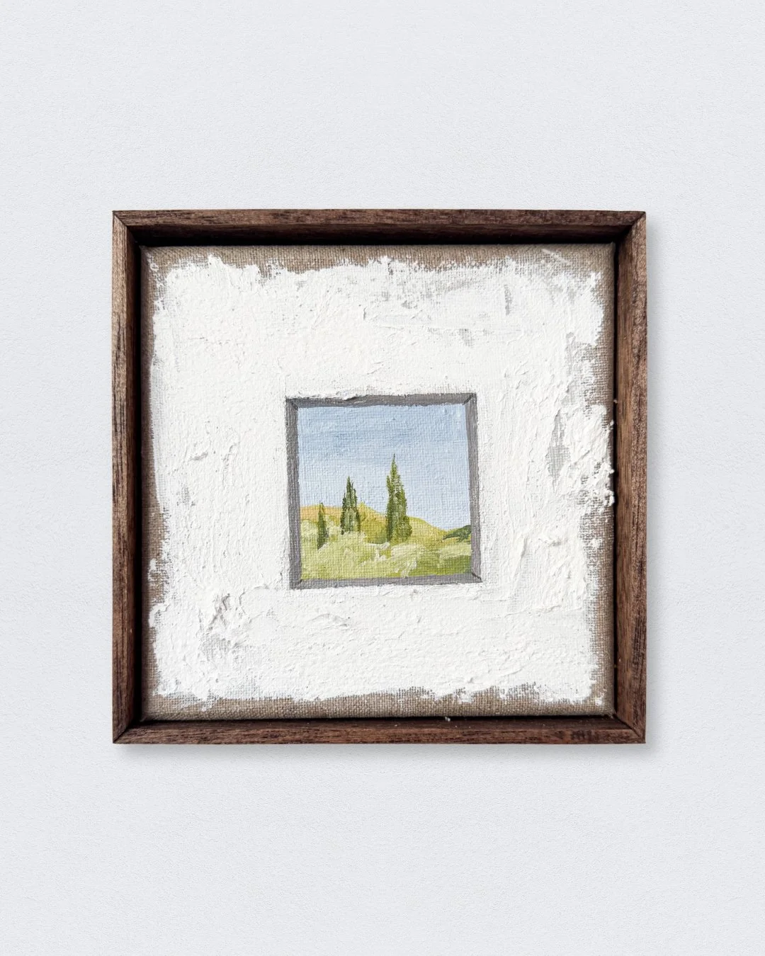 Dalí & Gala house window view 2,2026. oil/Linen canvas - 15x15cm. Framed / Sold