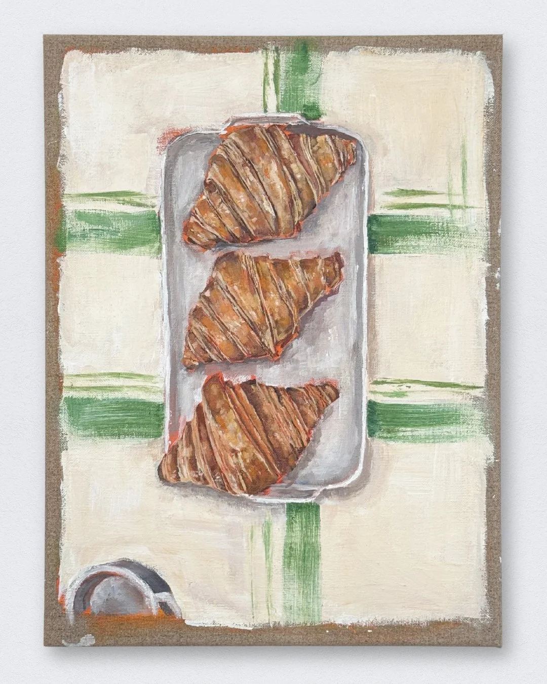 Croissants,2026. Acrylic,oil/Linen canvas - 30x40cm. Framed