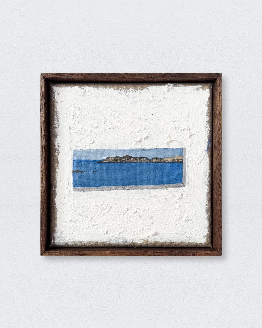 Dalí & Gala house window view 4,2026. oil/Linen canvas - 15x15cm. Framed