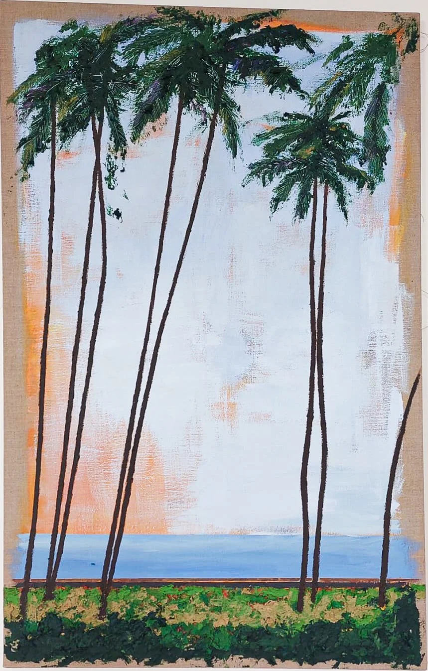 Palmtrees in Mui Né,2024. Acrylic,oil/Linen canvas - 70 x 110cm. Framed/ sold

