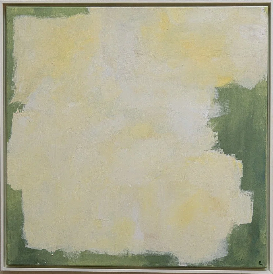 White flowers,2023. Acrylic/canvas - 100x100cm Framed