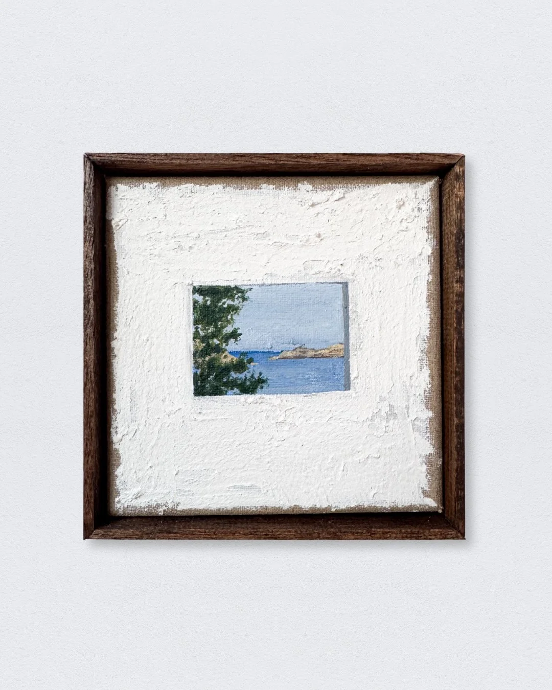 Dalí & Gala house window view 3,2026. oil/Linen canvas - 15x15cm. Framed