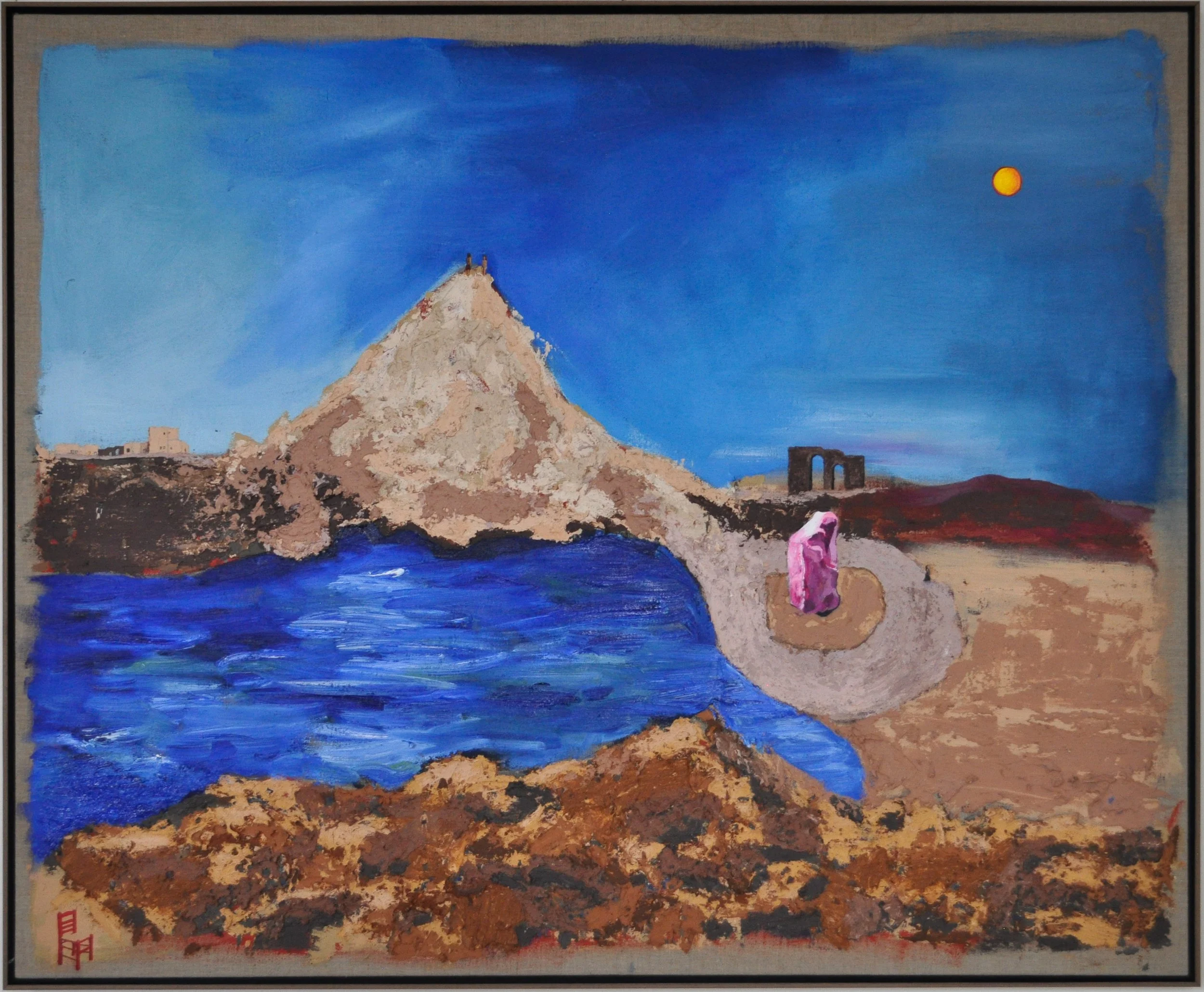Pink Rock,2024. Acrylic,oil/Linen canvas - 90 x 110cm. Framed