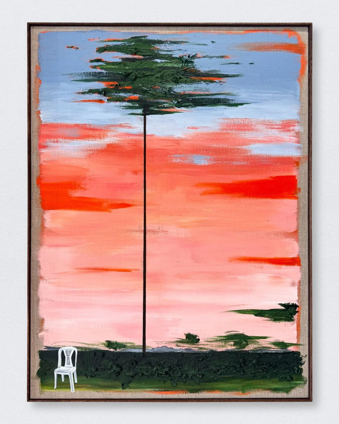 Sunset Palmtree,2026. Acrylic and oil/Linen canvas - 90x71cm. Framed / sold