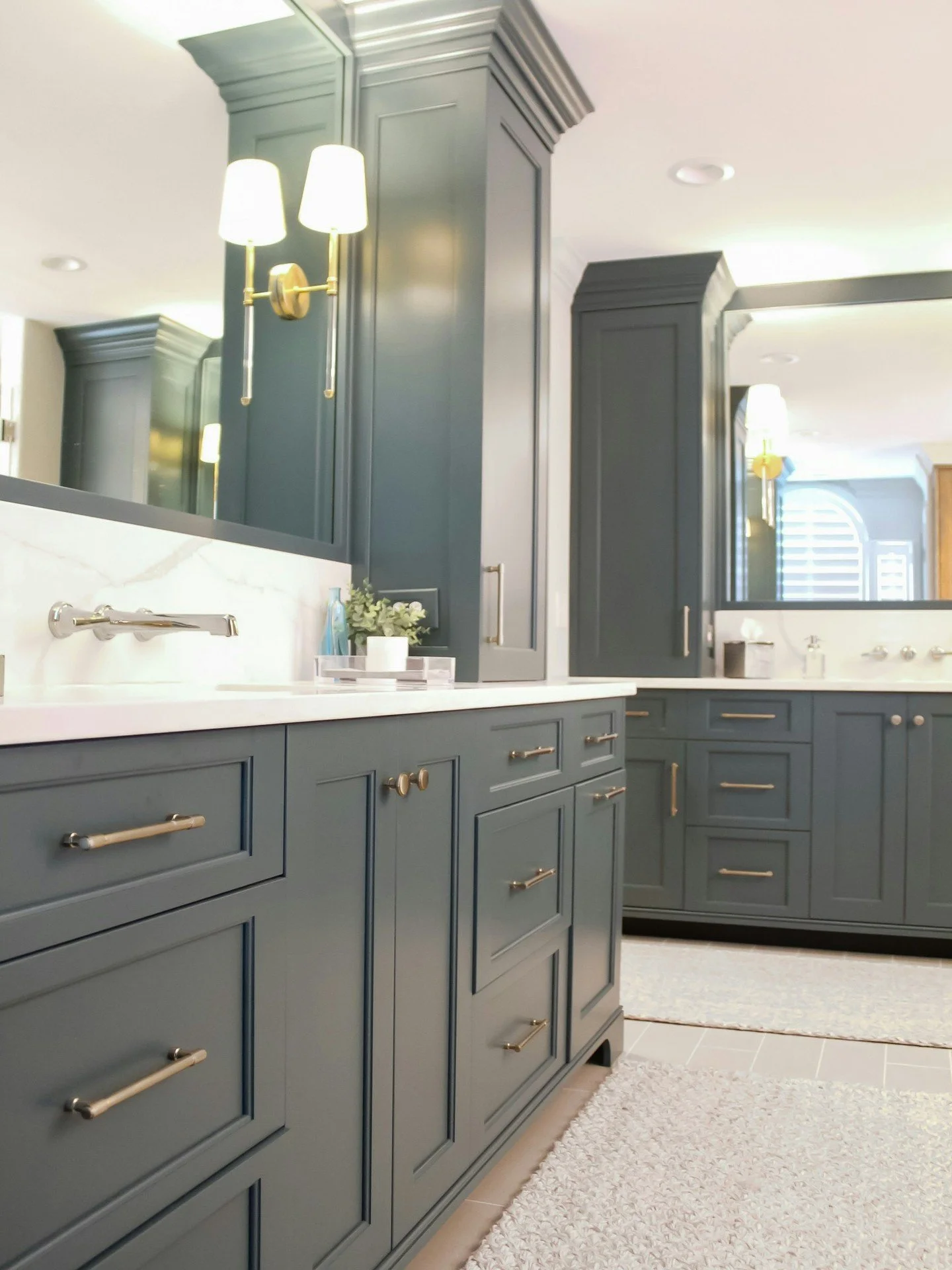 From sleek blue cabinetry to a serene soaking tub beneath the glow of a crystal chandelier, every detail is designed to invite relaxation in this Piper Glen home 🛁 🌟 
#BathroomMakeover #HomeRenovation #InteriorDesign #SoakingTub #RelaxationSpace #S