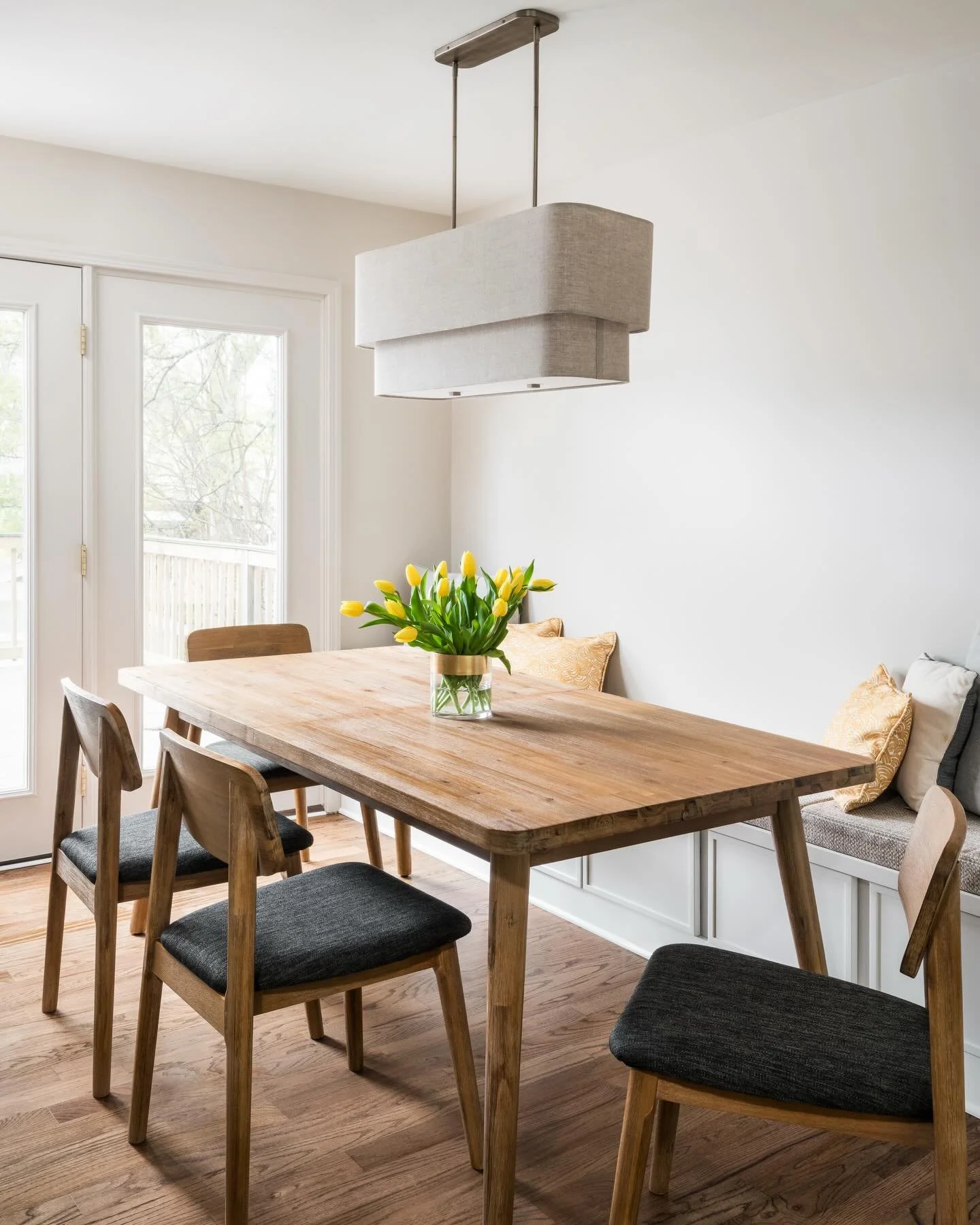There&rsquo;s something really special about a table that naturally brings people together ✨
For this Montford dining space, we wanted the lighting to feel just as intentional as the room itself. The layered linen fixture adds softness, warmth, and a