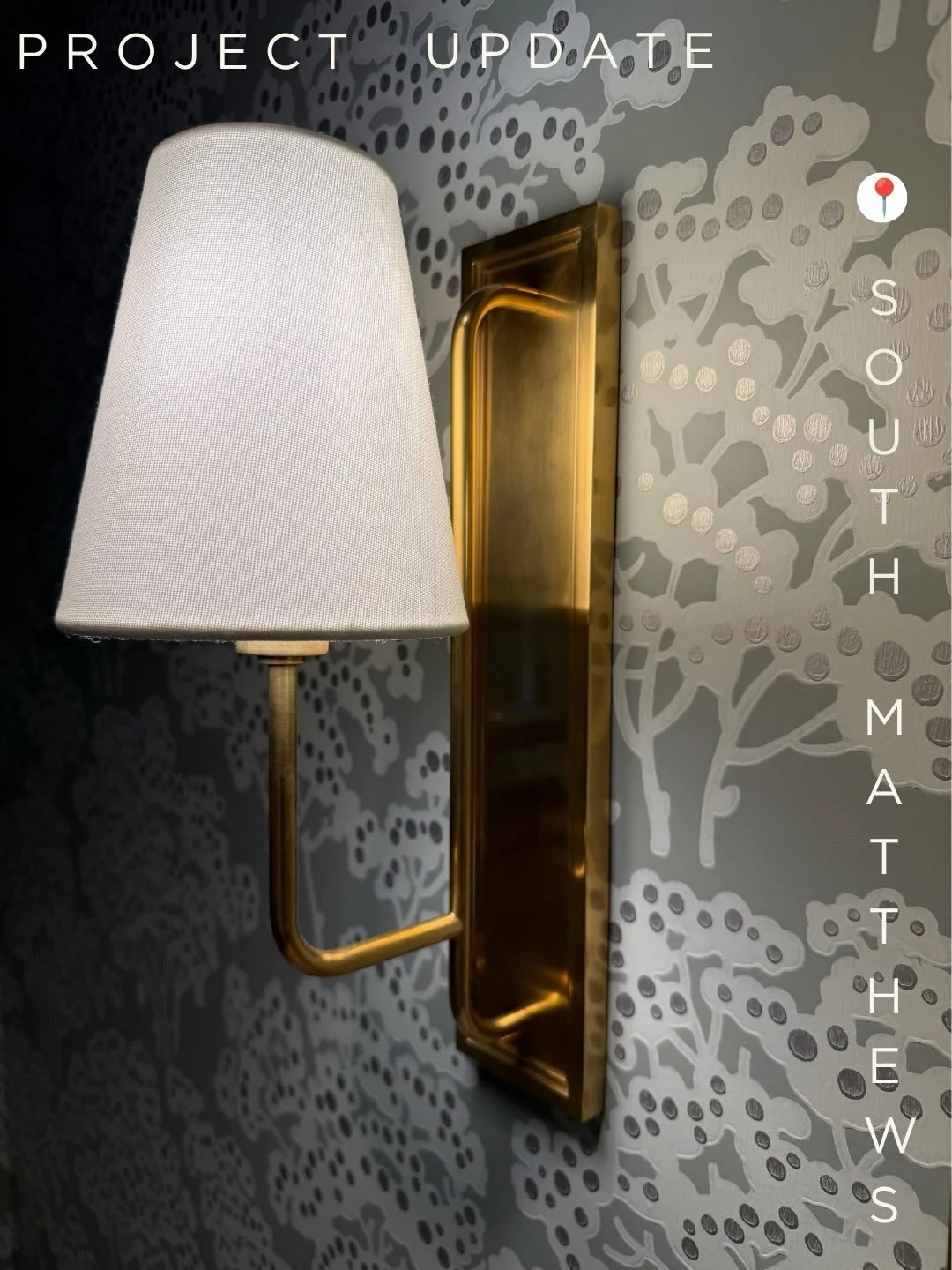 After sharing a behind-the-scenes look, we&rsquo;re excited to reveal the finished space in this South Matthews home. From the soft patterned wallpaper to the warm brass fixtures and marble penny tile, every detail was selected to create a space that