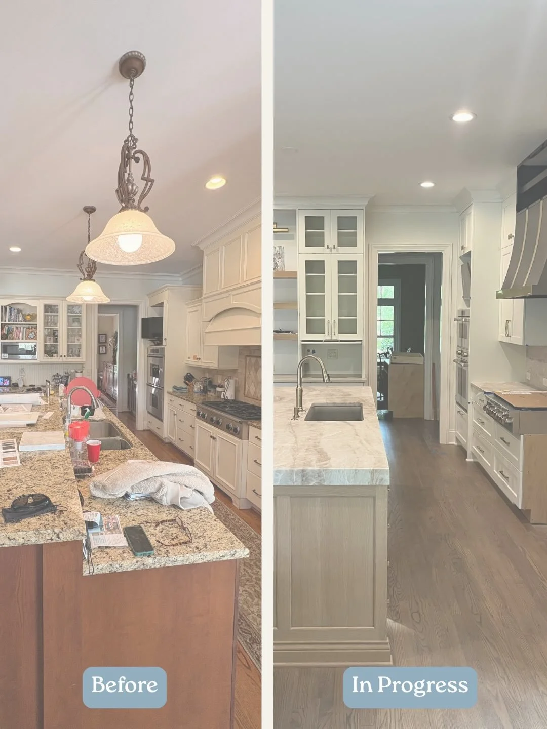 This Providence Park kitchen is getting a complete refresh✨

A brighter more streamlined design featuring custom cabinetry, updated hardware, statement countertops, and thoughtfully selected fixtures, every detail is coming together beautifully!

We 