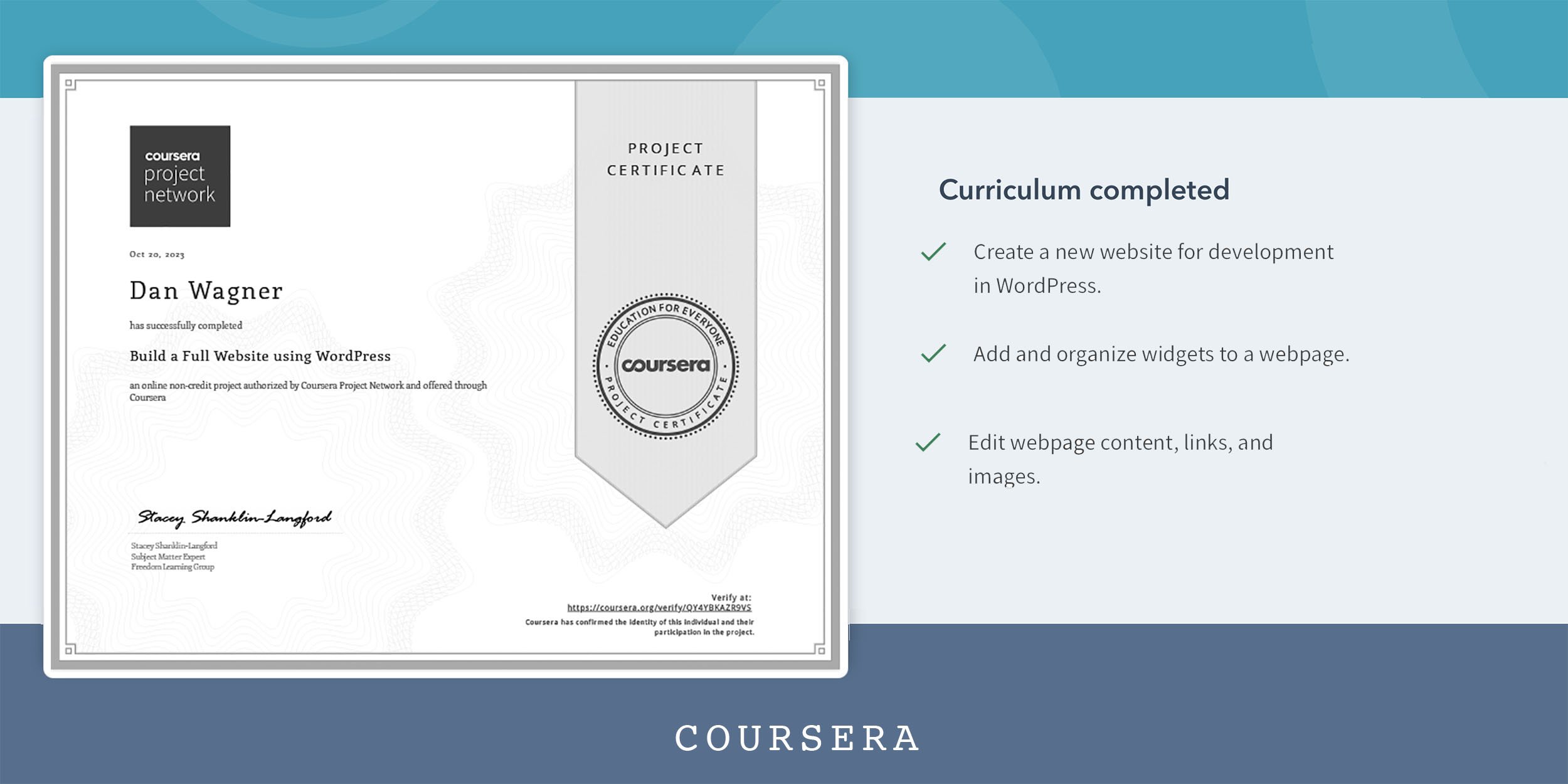 Coursera WordPress Certification