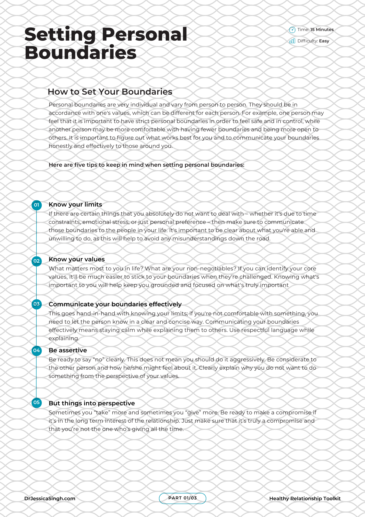 Setting Personal Boundaries Worksheet