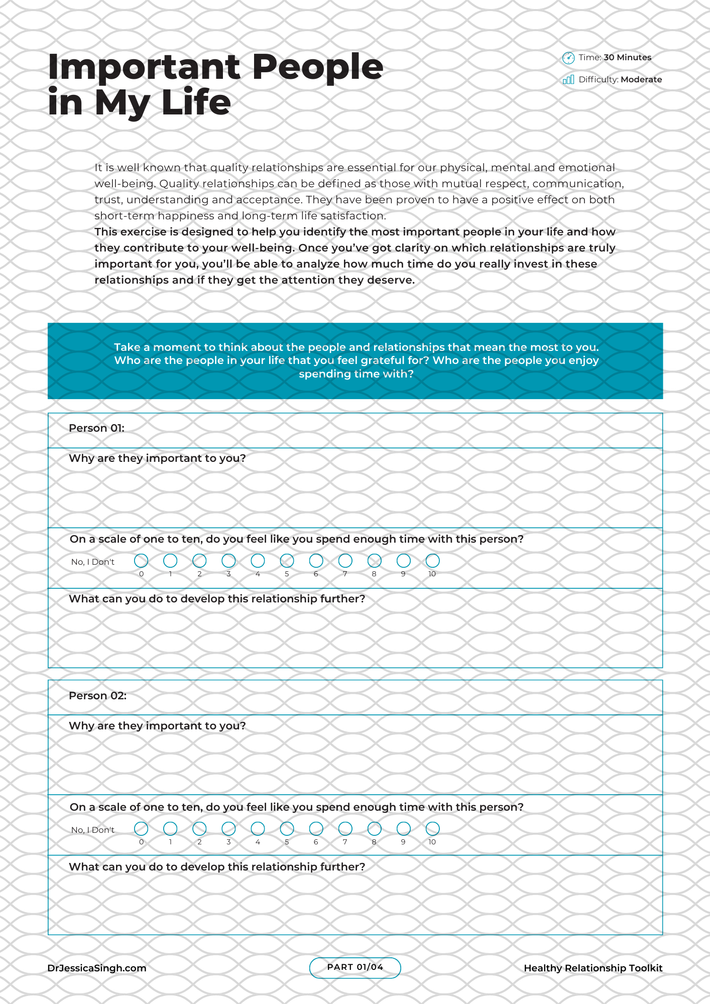 Important People  in My Life Worksheet