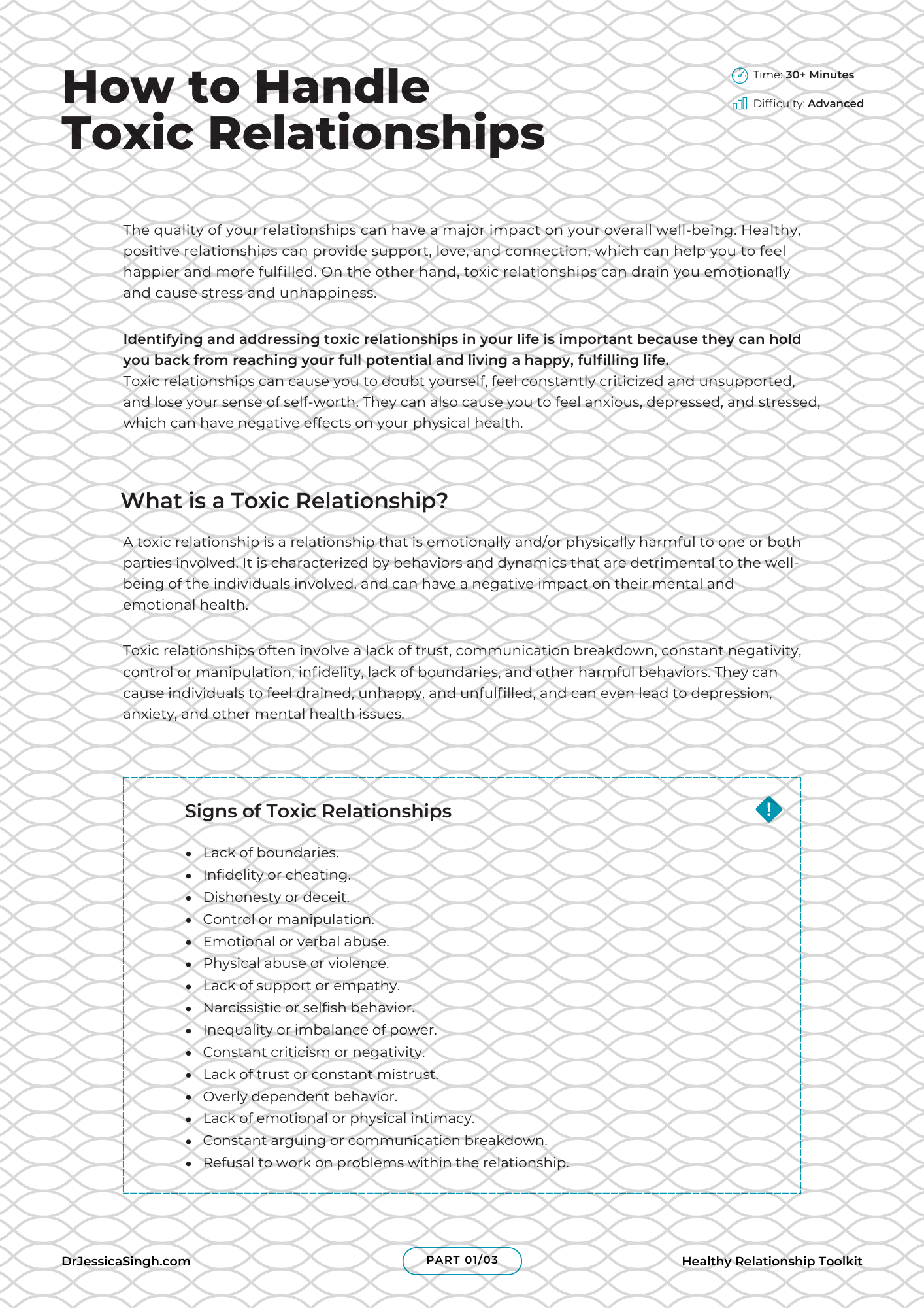 How to Handle Toxic Relationships Worksheet
