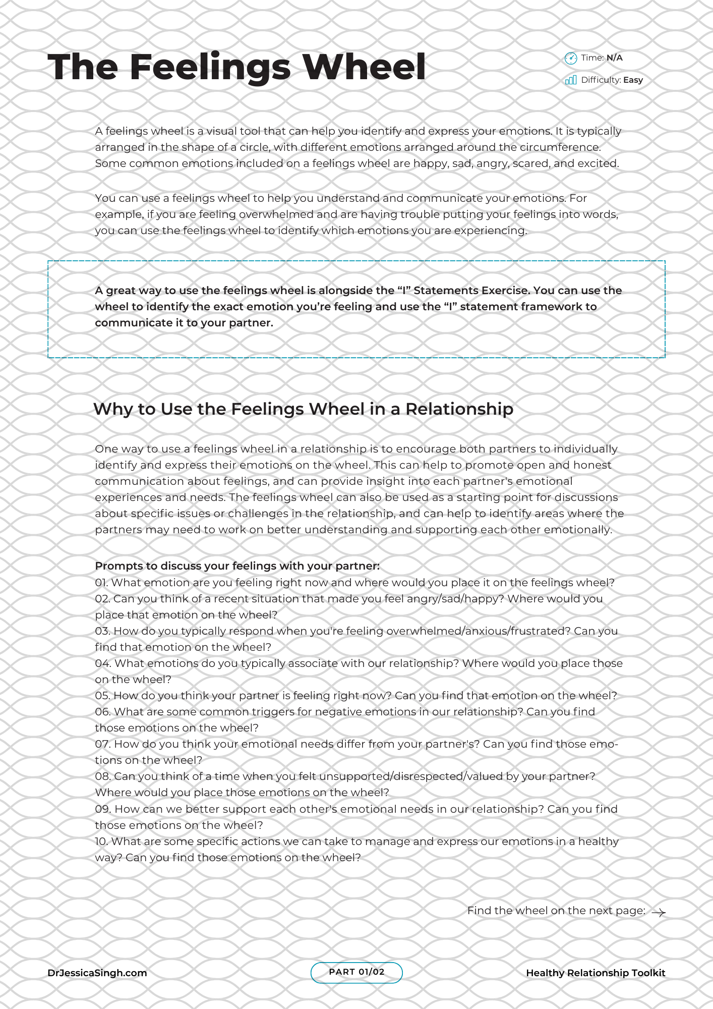 The Feelings Wheel Worksheet