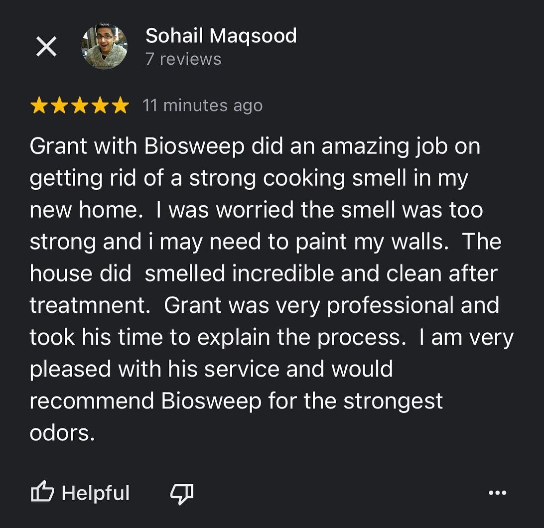 Curry odor eliminated overnight! There is no better feeling than making our customers happy and comfortable in their new home 🧹