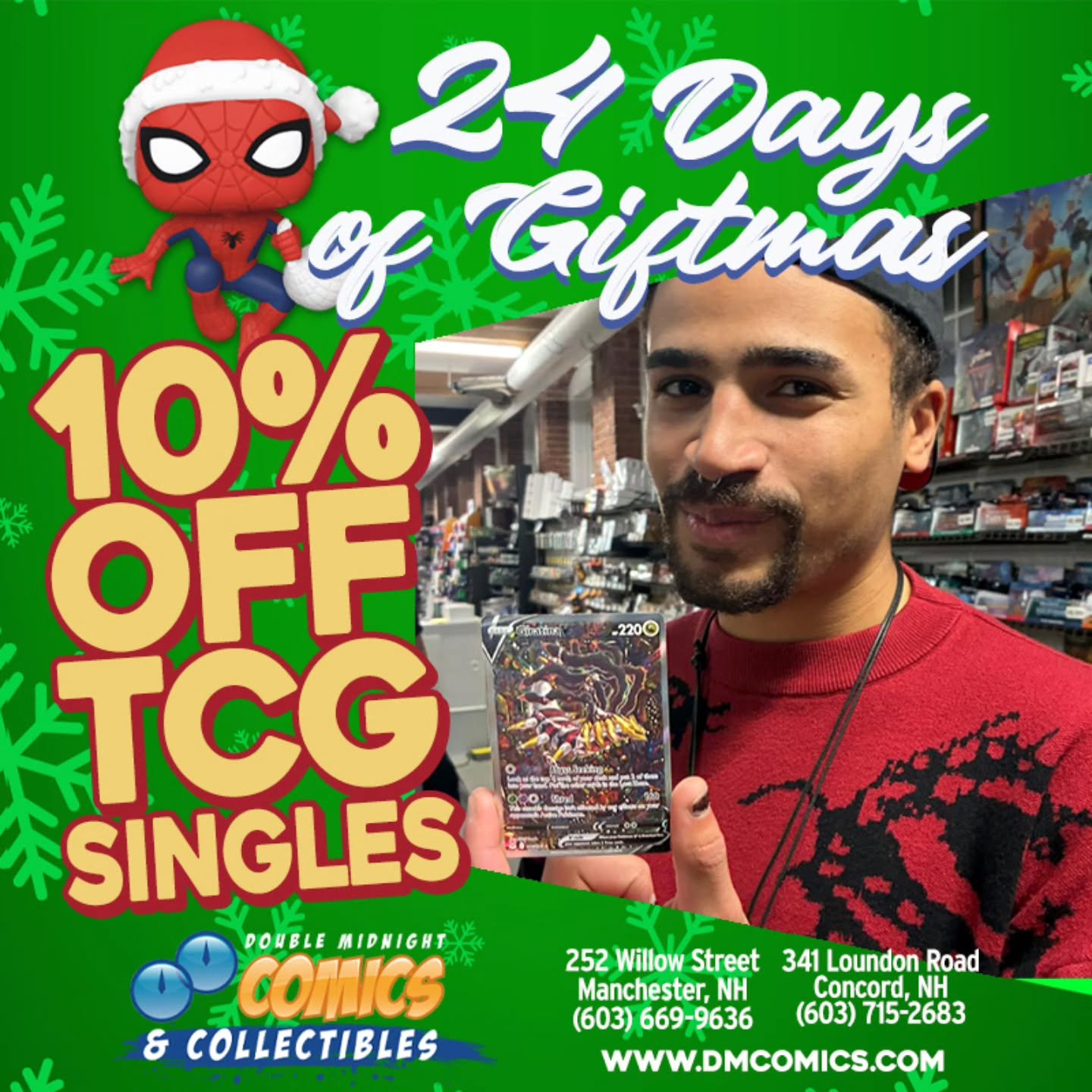 Friday December 18th's Giftmas Deal of the Day - 10% OFF TCG singles!! #magicthegathering #pokemontcg #onepiecetcg #lorcana #yugiohcards