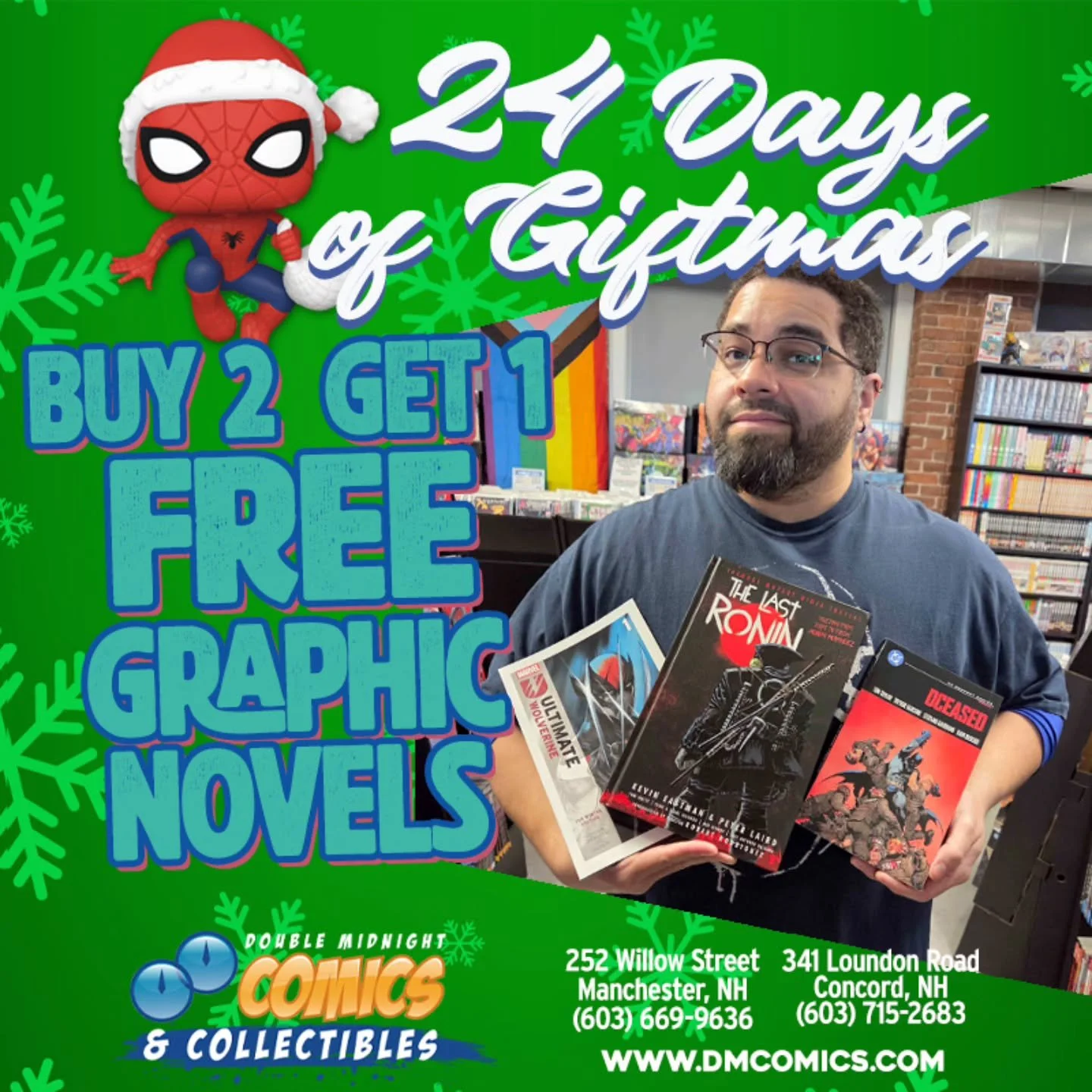 Thursday December 11th Giftmas Deal - Buy 2 Graphic Novels Get 1 FREE! Free item is the lowest priced item.