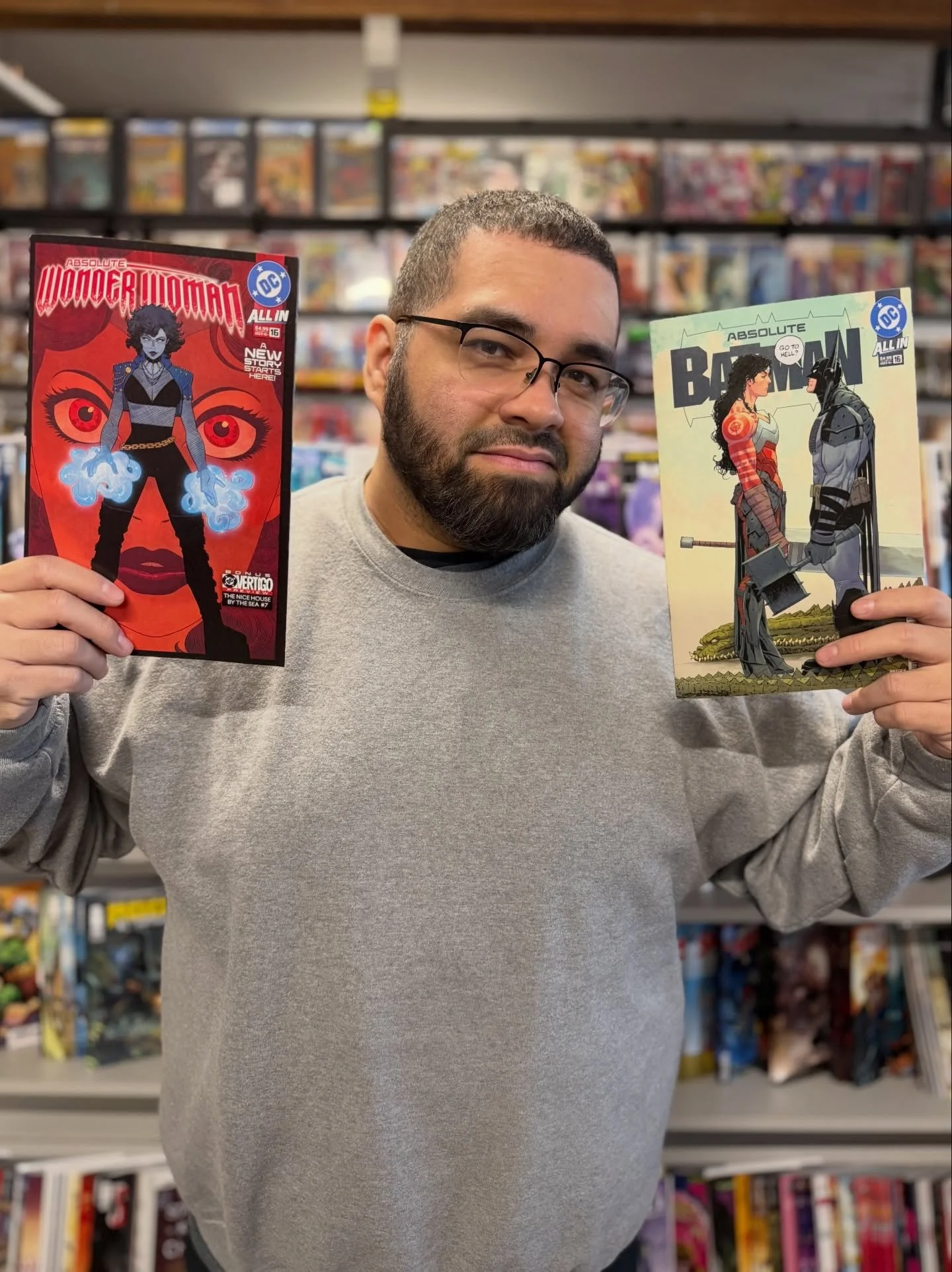New Comic Book Day 1/28/26 Staff Picks

Jose: Absolute Wonder Woman 16 &amp; Absolute Batman 16
Chris: GI Joe 18
Scott D: Spirit of the Shadows 1
Aaron: Hello Darkness 18
Scott P: GI Joe 18