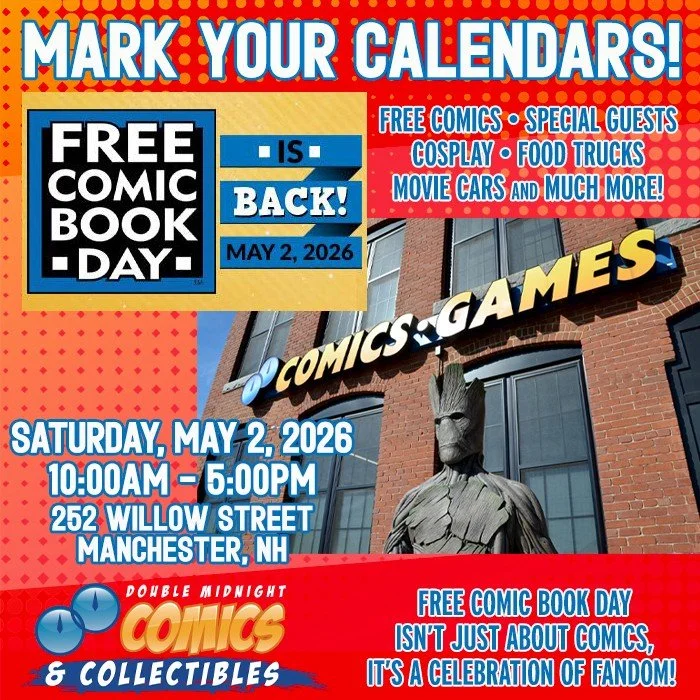 Hey, Midnighters! Free Comic Book Day is here again! Join us on Saturday, May 2nd to celebrate.

We'll be taking over The Factory on Willow St. with a FREE comic con, movie cars, food trucks, costume contest, live music, and more! Watch for details a