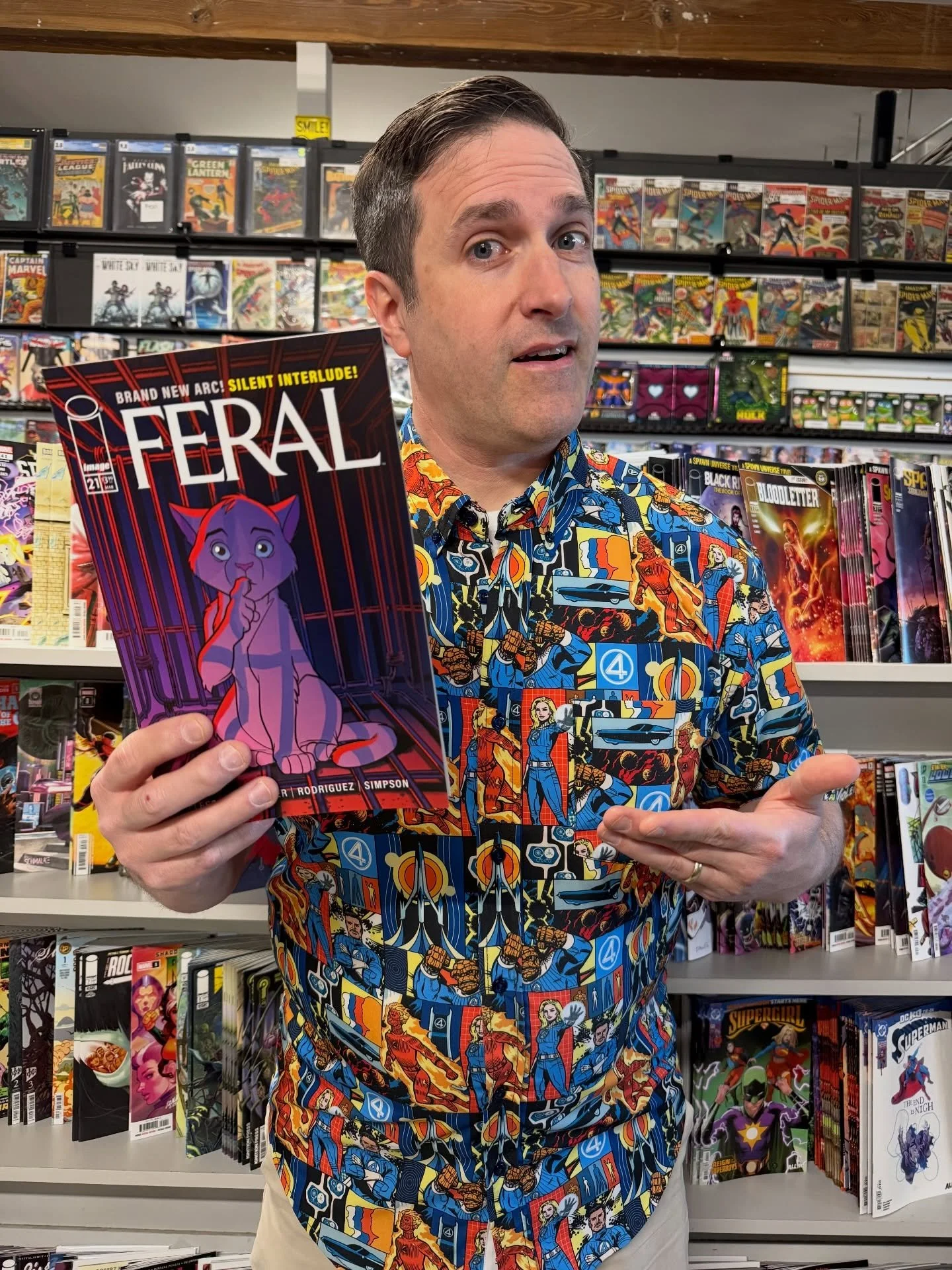New Comic Book Day 3/25/26 Staff Picks

Chris: Feral 21
Aaron: Department of truth 36
Jose: Superman Spiderman 1
Scott D: Deadly hands of Kun Lun 2
Anderson: Hyde street 11
Scott P: Superman Spiderman 1
Tyler: Hyde Street 11
Corinthia: Uncanny Xmen 2