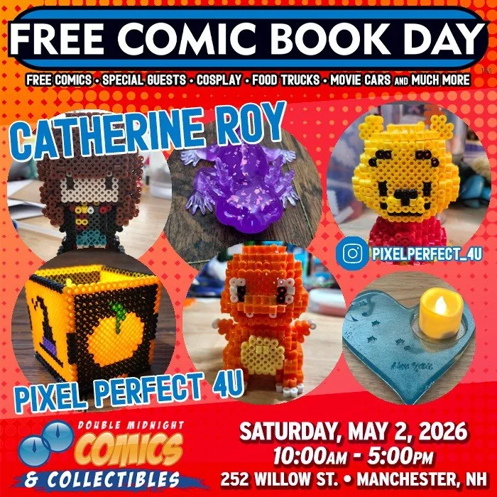 Please welcome FCBD guest &mdash; Catherine Roy!

Free Comic Book Day is back! Join us on Saturday, May 2nd to celebrate.

We&rsquo;re taking over The Factory on Willow St. with a FREE comic con, movie cars, food trucks, costume contest, live music, 