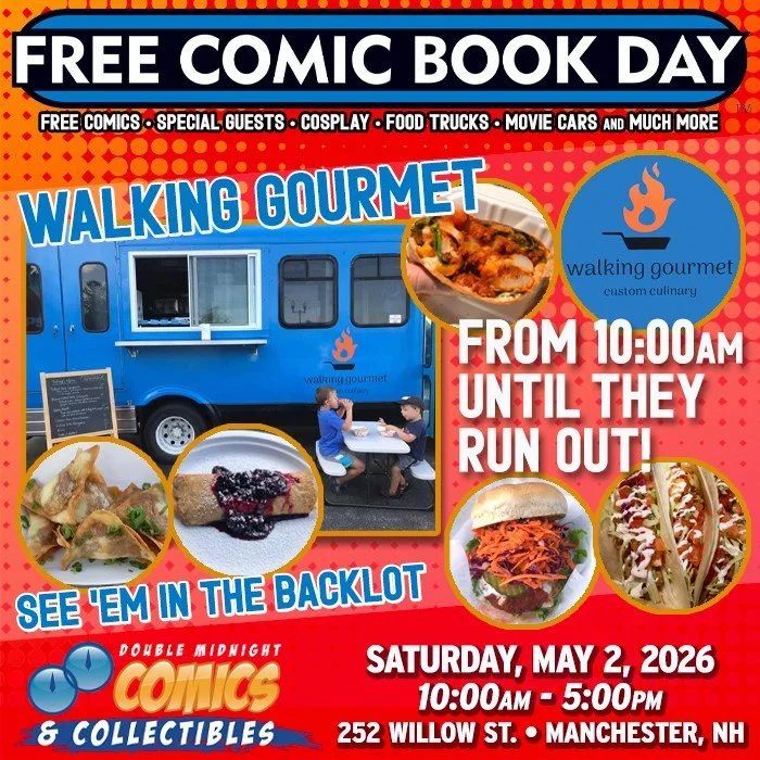 Please welcome to FCBD &mdash; Walking Gourmet!

Walking Gourmet will be on hand, serving up delicious food, from 10am until they run out!

Free Comic Book Day is back! Join us on Saturday, May 2nd to celebrate.

We&rsquo;re taking over The Factory o