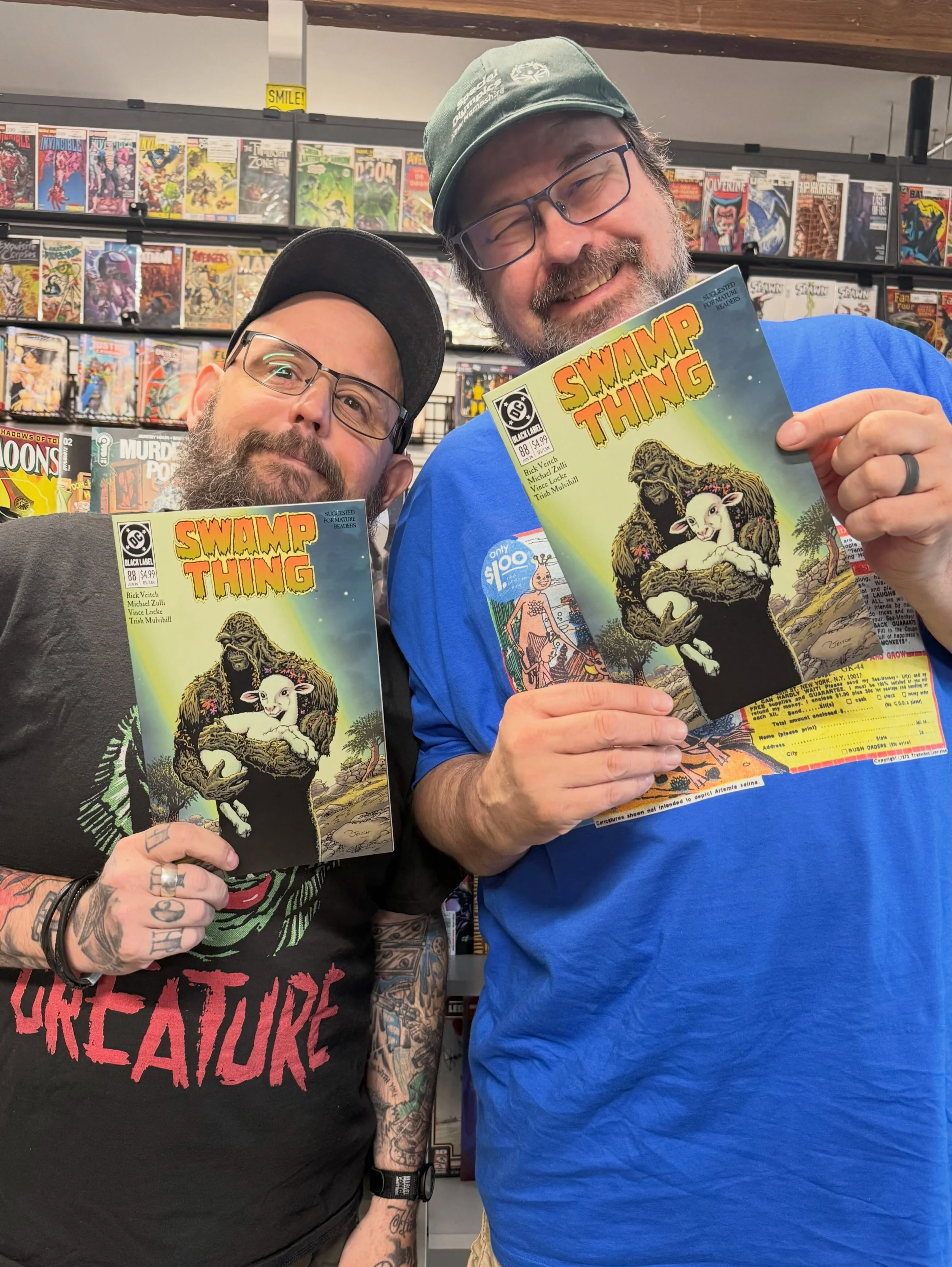 New Comic Book Day 4/29/26 Staff Picks

Anderson &amp; Scott D: Swamp Thing 88 reprint
Aaron: The Exorcism at Buckingham Palace 2
Jose: Planet She-Hulk 6 &amp; Batman Wonder Woman Truth 1
Chris: Feral 22 Stray Dog flipcover
Amanda: Zatanna 1
Scott P: