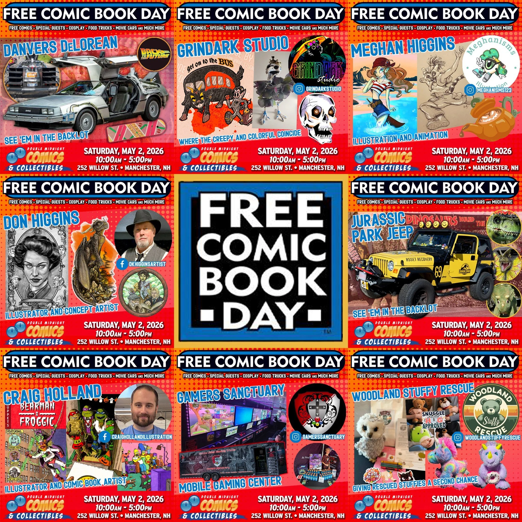 Come for the FREE COMICS, stay for the FUN!

This Saturday, May 2nd &mdash; 10am to 5pm &mdash; Free Comic Book Day
Free comic con, movie cars, food trucks, costume contest, live music, and more!

More Info Here:
facebook.com/events/1159896242684974
