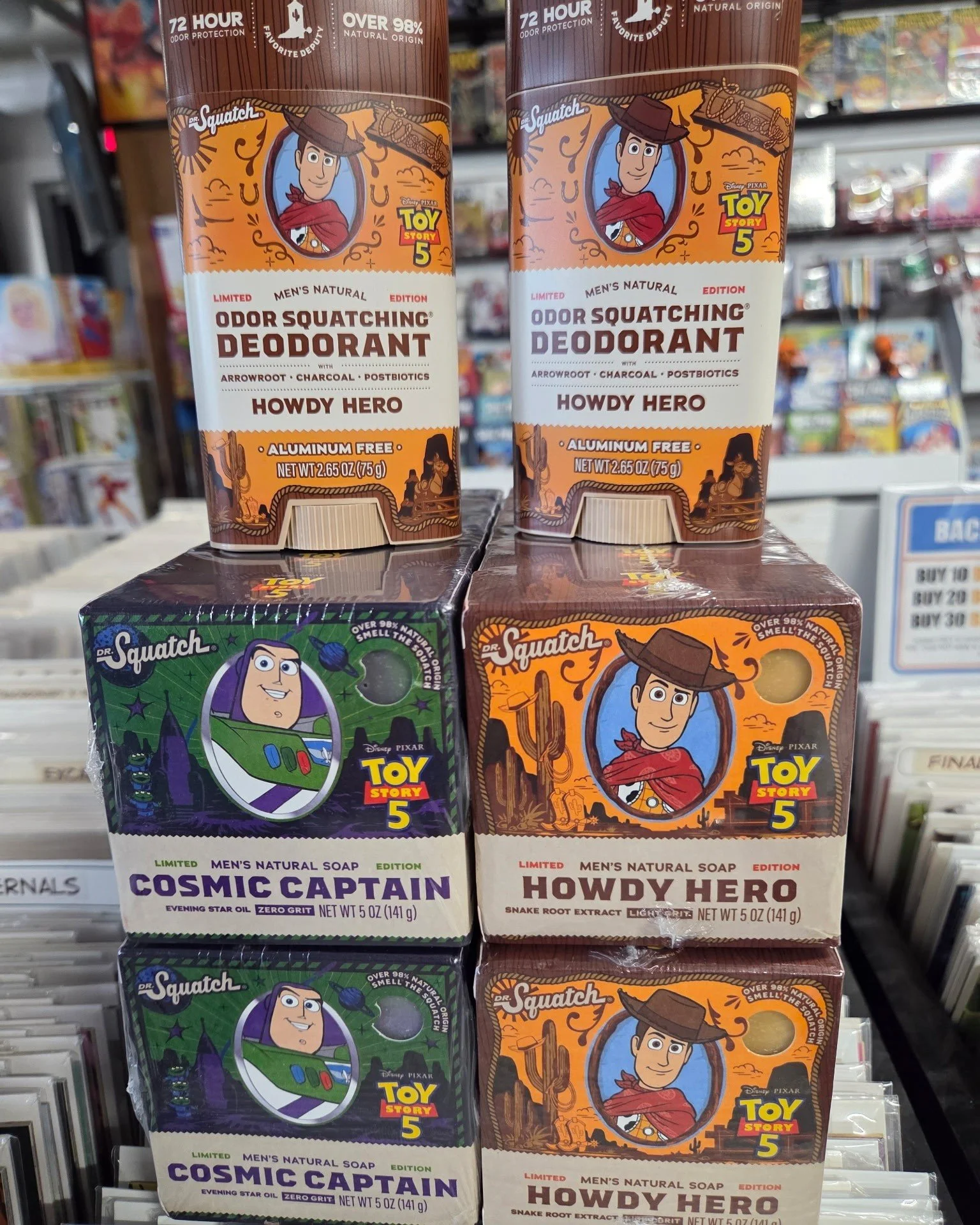 Check out some of the new stuff dropping today at the Manchester location (tomorrow/Friday in Concord)!

 #needoh #ToyStory5  #rocketracoon #marvelrivals #drsquatch