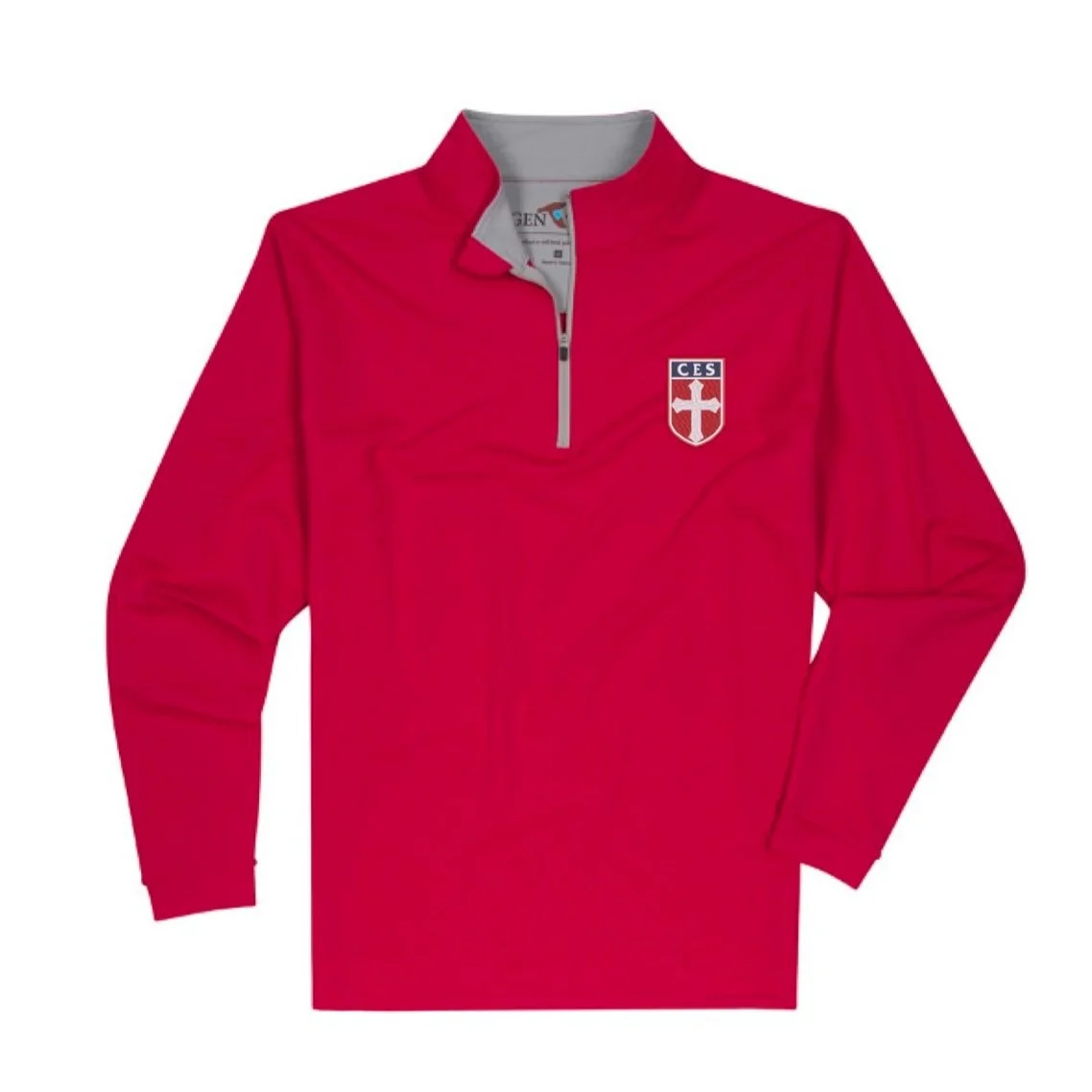 Men's Red Performance Quarter-Zip with Crest