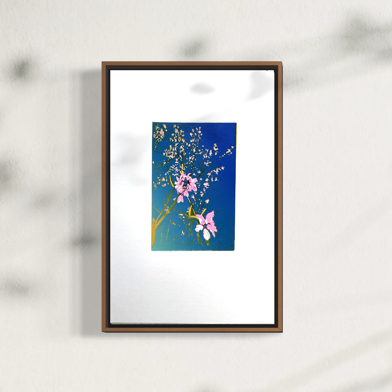 Spring Garden flower linocut print