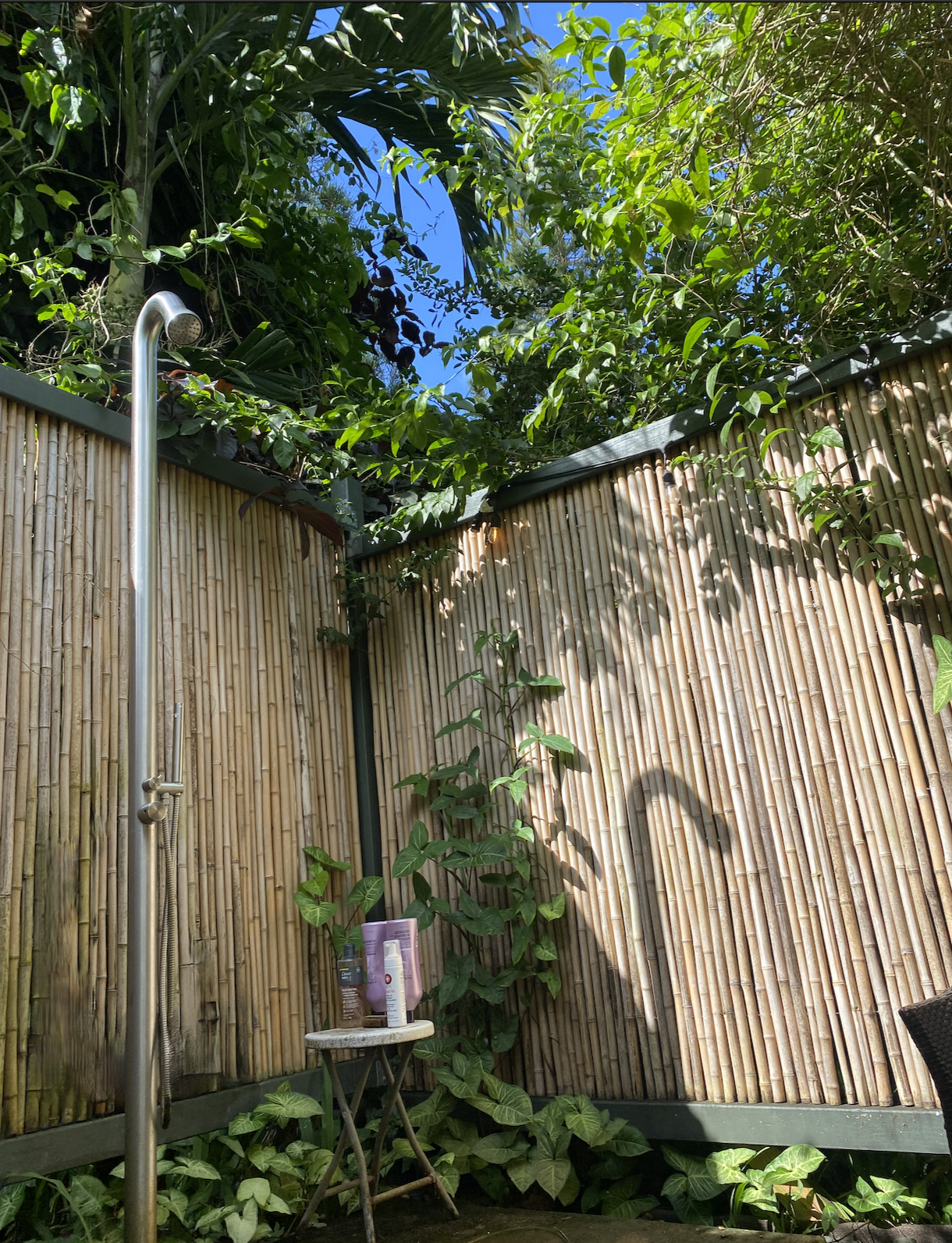 Outdoor heated shower