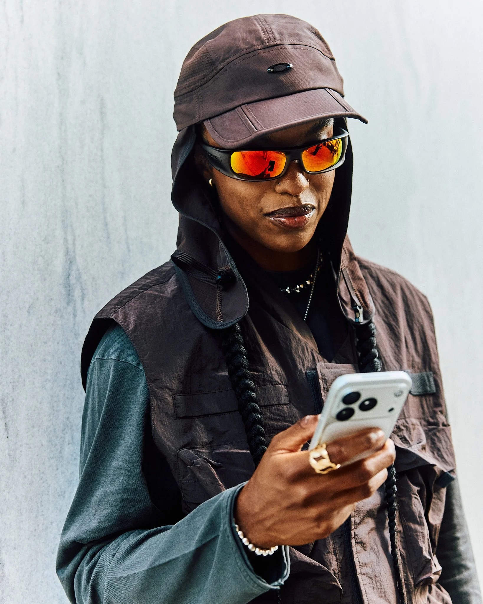 WNBA player, Diamond DeShields showcasing the Oakley x Jaylen Brown collection. Alan Lam shot for LeagueFits.