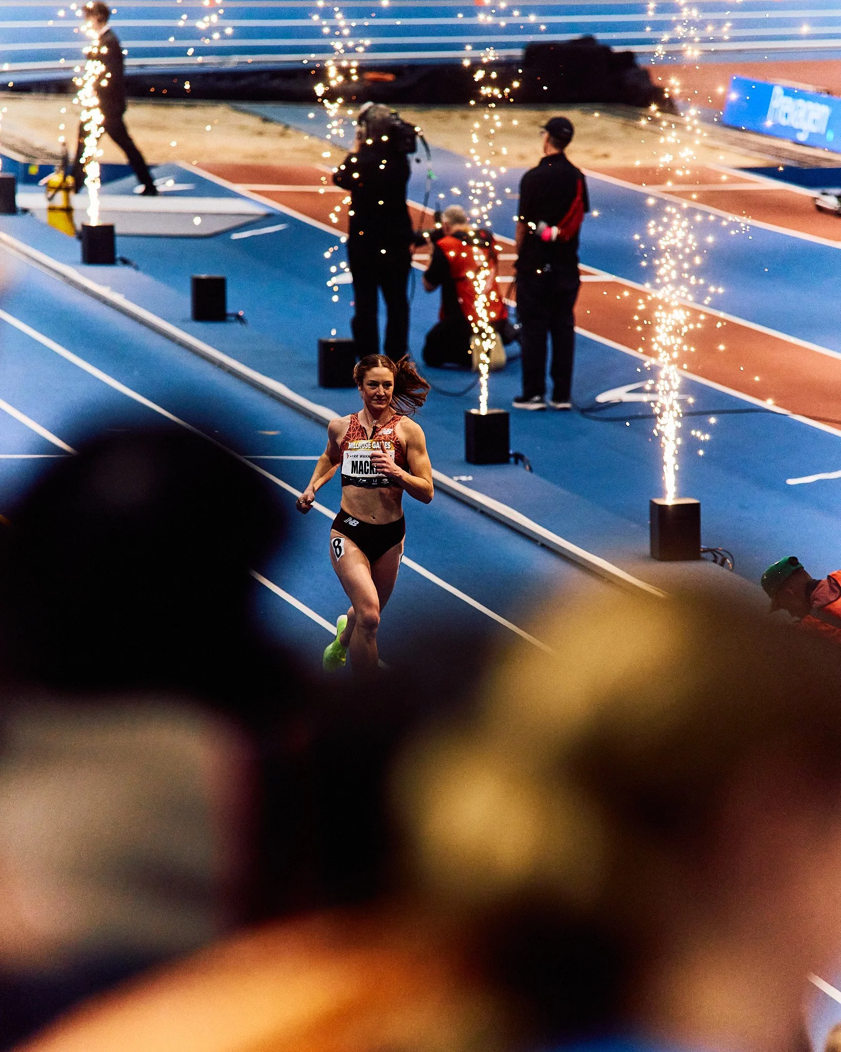 Emily Mackay introduction during the Wanamaker Mile at the 2026 Millrose Games. Shot by Alan Lam (@mralanlam)