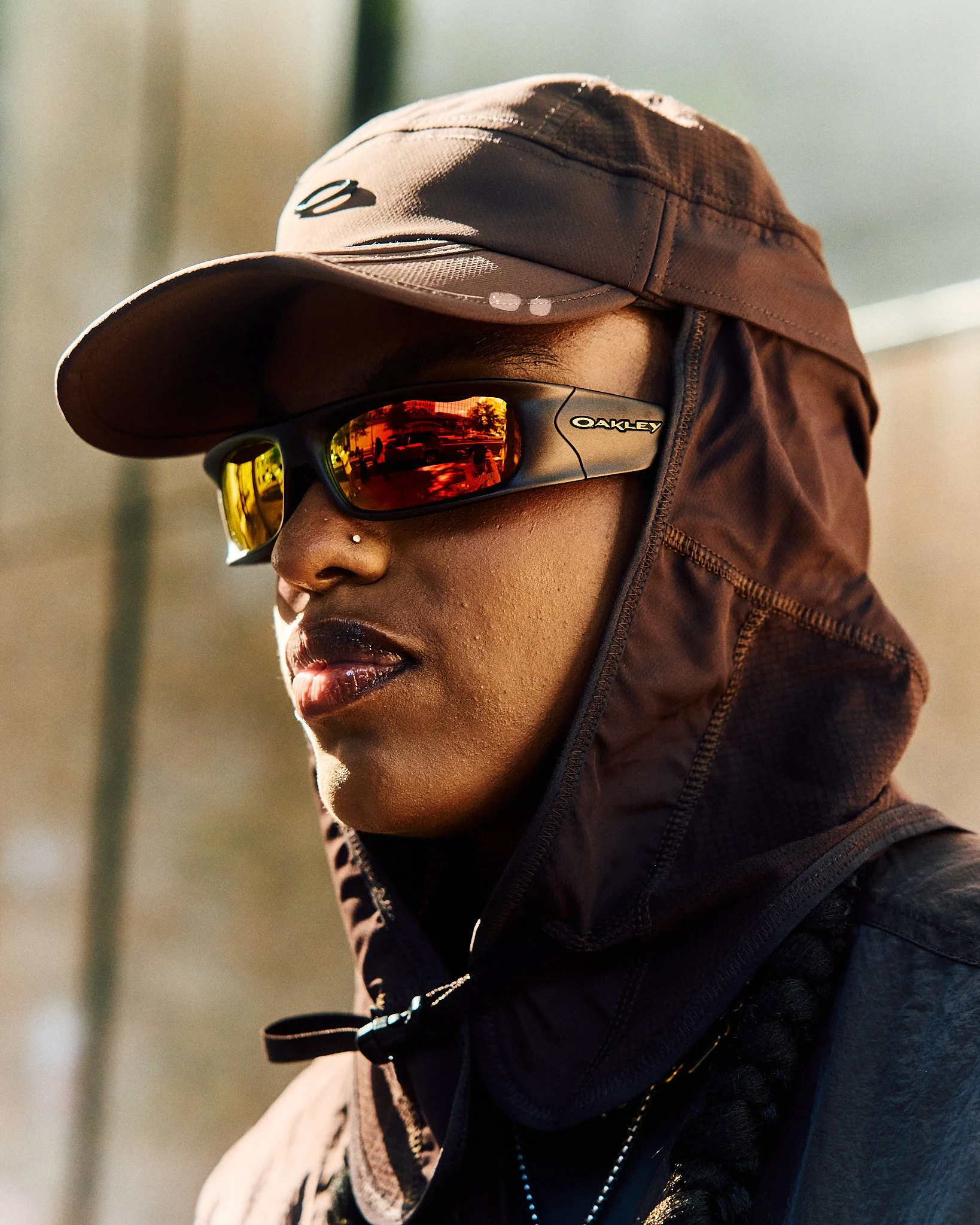 WNBA player, Diamond DeShields showcasing the Oakley x Jaylen Brown collection. Alan Lam shot for LeagueFits.