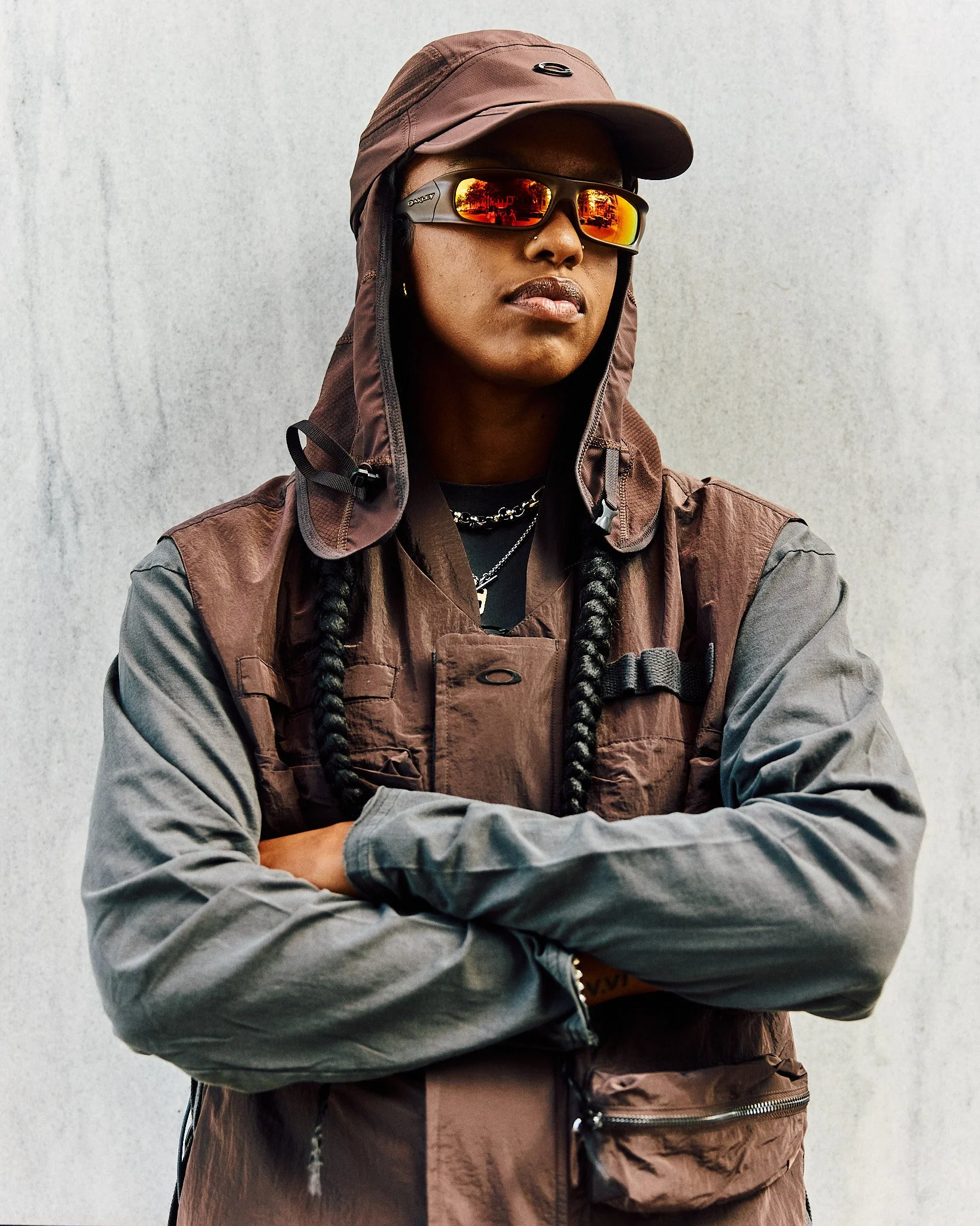 WNBA player, Diamond DeShields showcasing the Oakley x Jaylen Brown collection. Alan Lam shot for LeagueFits.