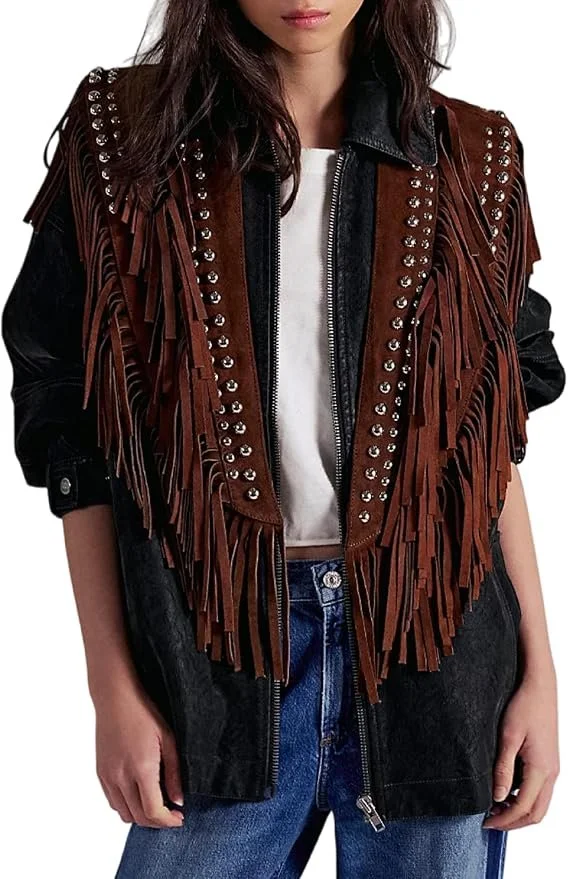 Women Studded Fringe Vest