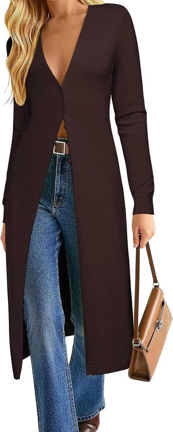 Long Cardigan Trendy, Lightweight Knit Dusters Coat