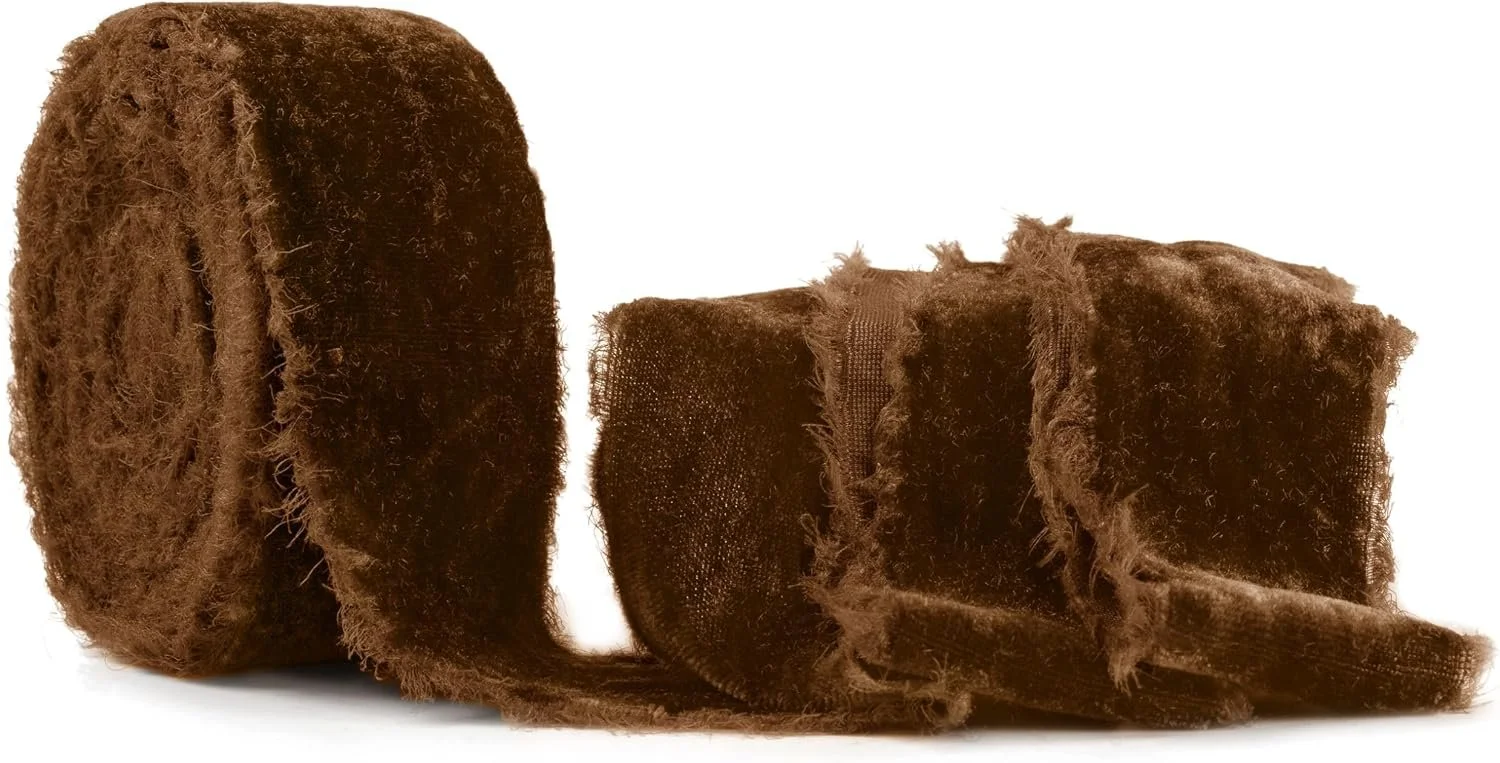 Brown Frayed Velvet Ribbon