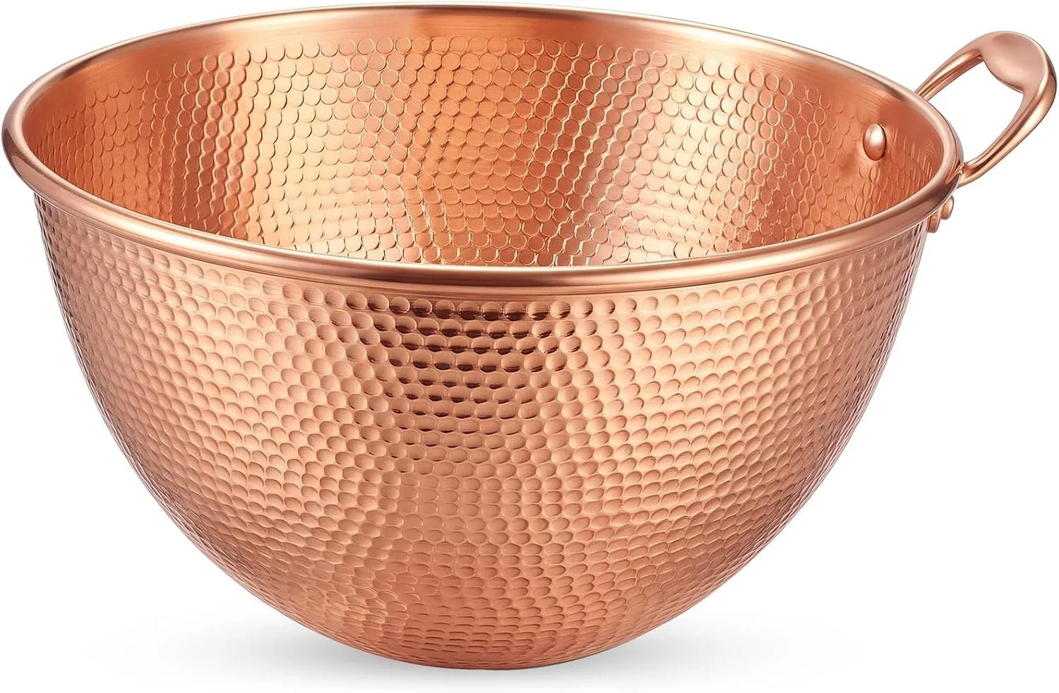 5 Qt Large Hammered Pure Copper Mixing Bowl with Handle