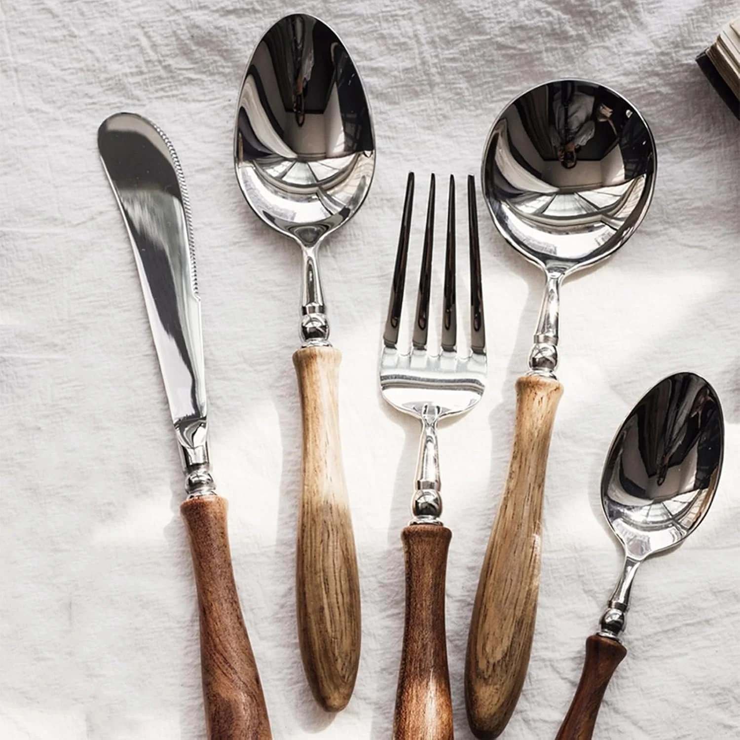 Wooden Handle Stainless Steel Flatware Set
