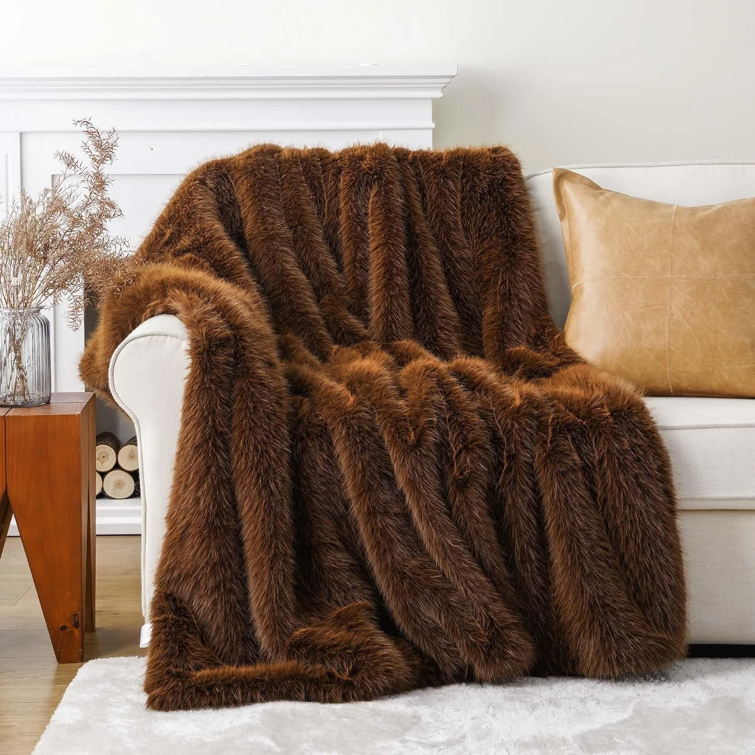coffee faux fur blanket