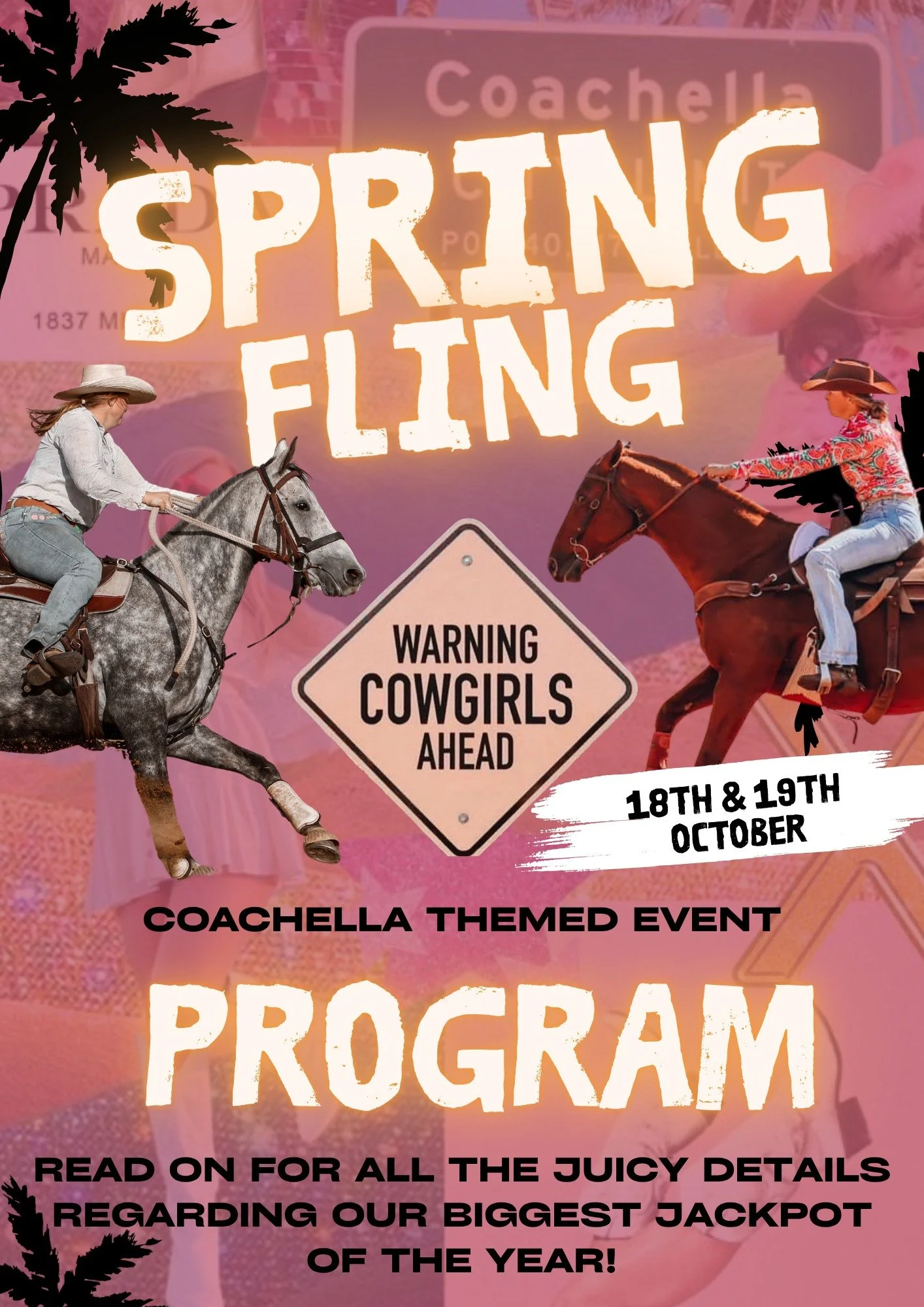 🌸 Coachella Spring Fling Program 🌸

Please click and read ALLLLL the details regarding our upcoming Jackpot! 🙏

The program includes everything you need to know including start times, order of events, location, sponsors, stall holders, food and dr