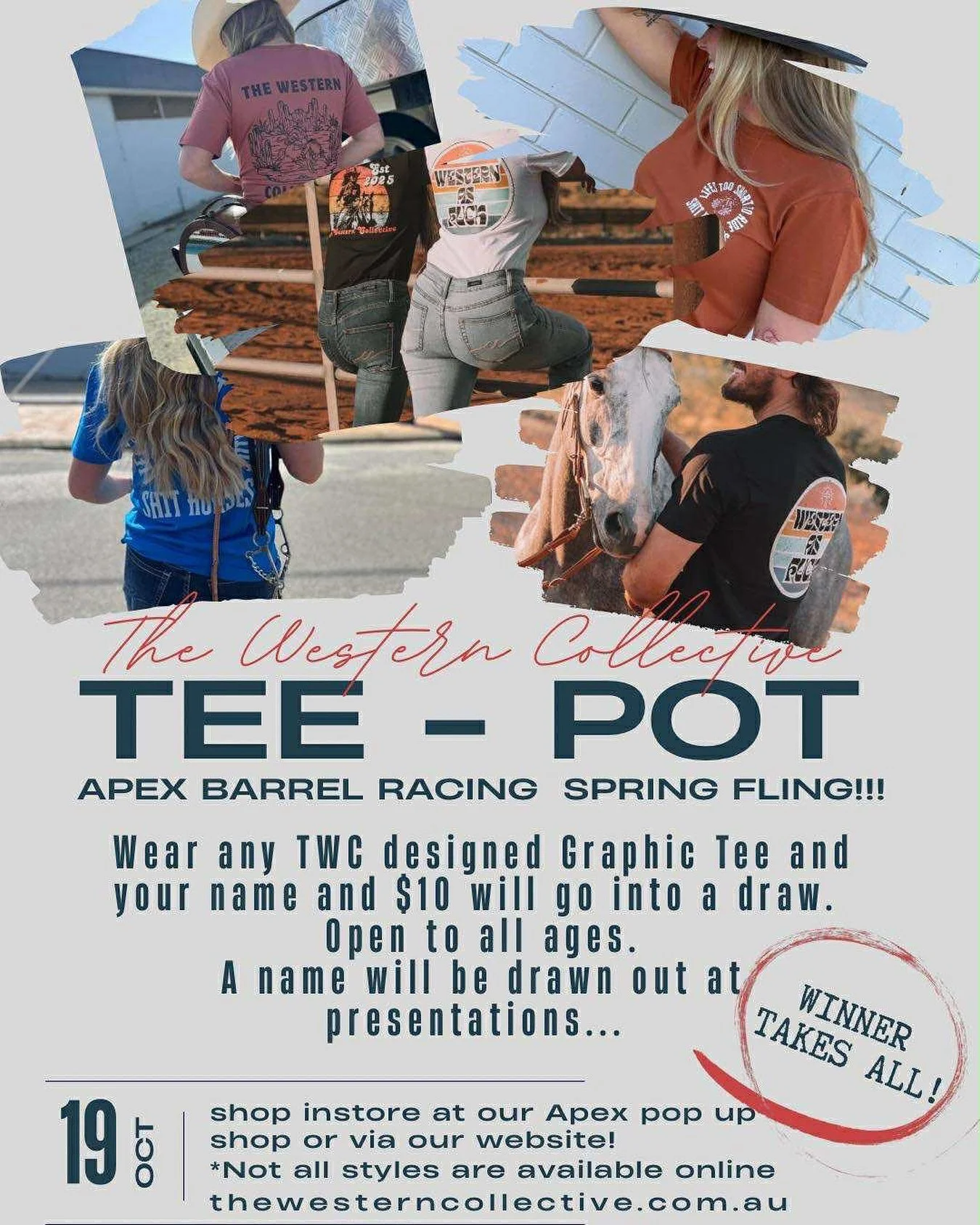 @the_westerncollective TEE POT is back!!!! 🫖💰

Our Sunday jackpot is a relaxed dress code! 🥳

This means, wear any @the_westerncollective designed Tee for your name, plus $10 to be thrown in the side pot! 

WINNER TAKES ALL!!!!!

Available to all 
