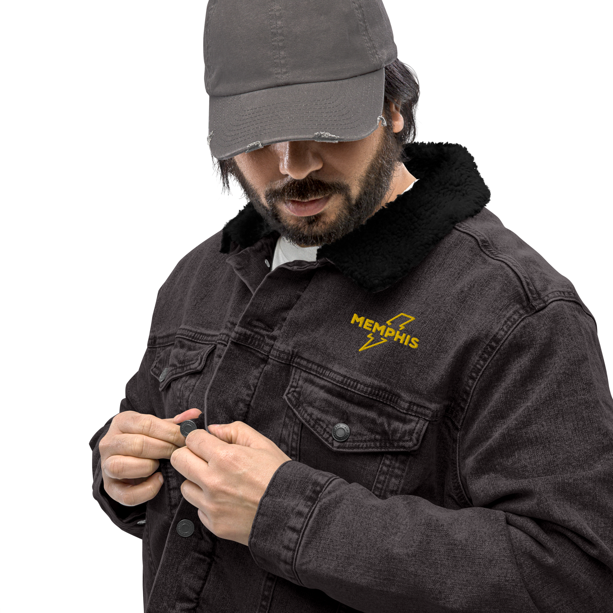 unisex-sherpa-denim-jacket-black-denim-front-66380ea747a8a.png