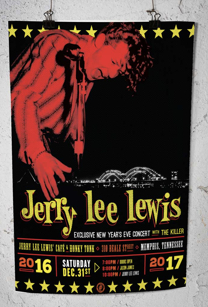 Jerry Lee Lewis NYE gig poster 2016–2017 | 2016