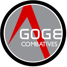 GOGE Combatives logo with a large red letter A, gray background, and the words 'GOGE COMBATIVES' inside a black circular border.