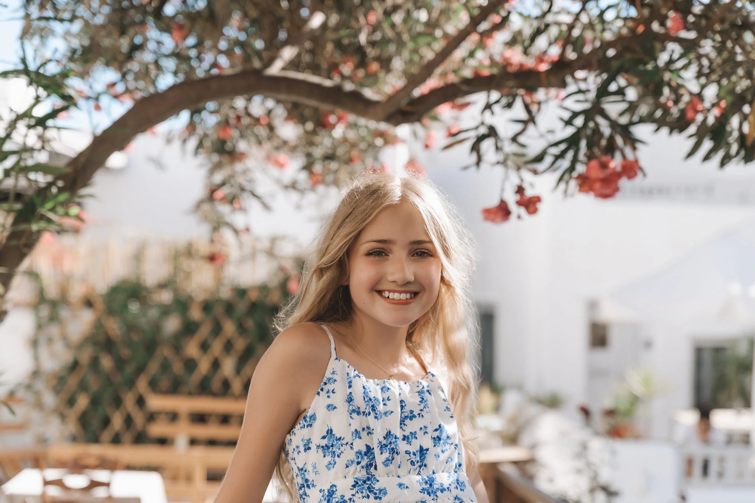 Natural portrait of a young girl during a family photography session in Naxos, Greece.