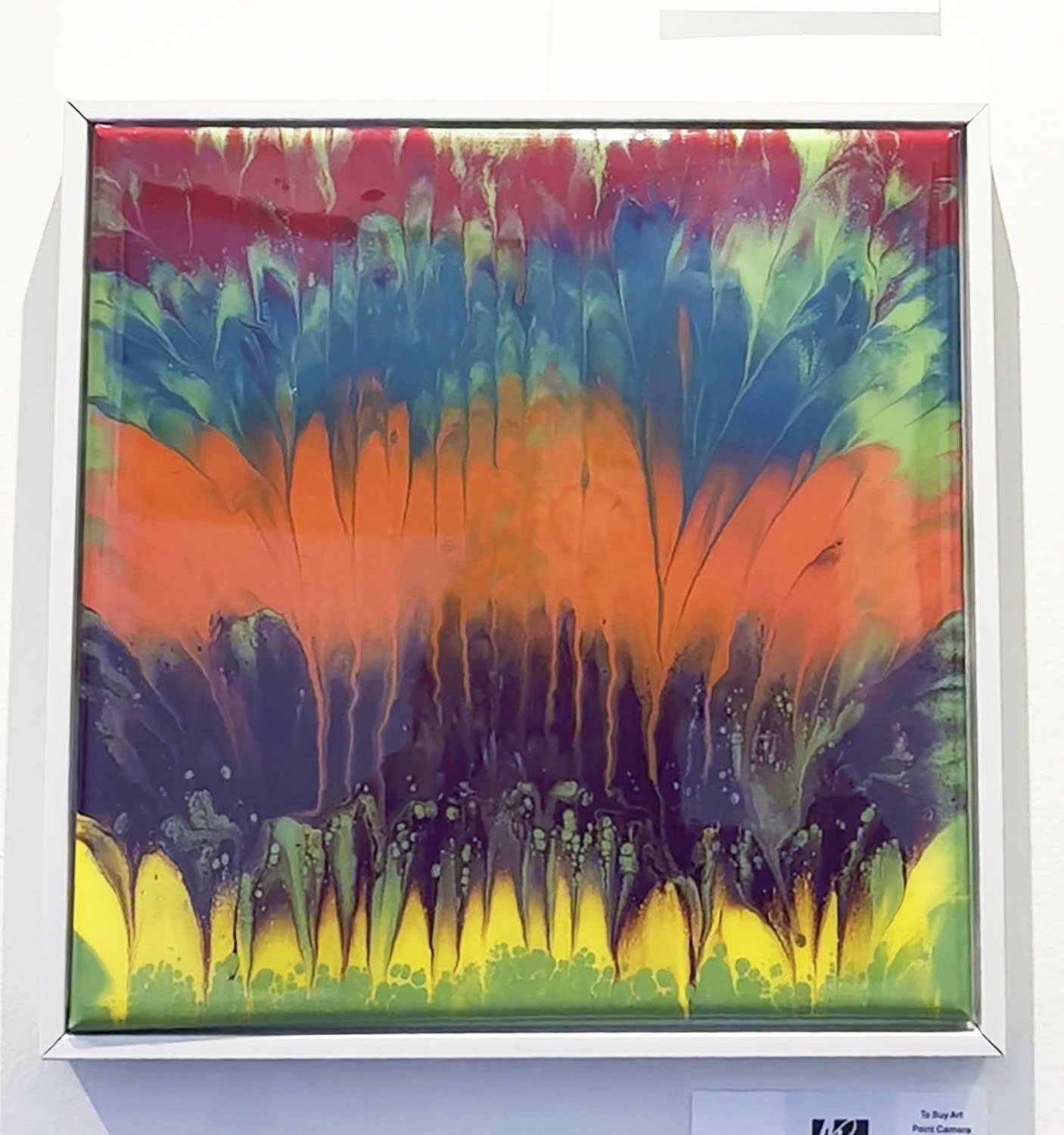 "Fever Dream" by Eden Moore.  Fluid acrylic, paint, & resin.  12” x 12”.  $90.