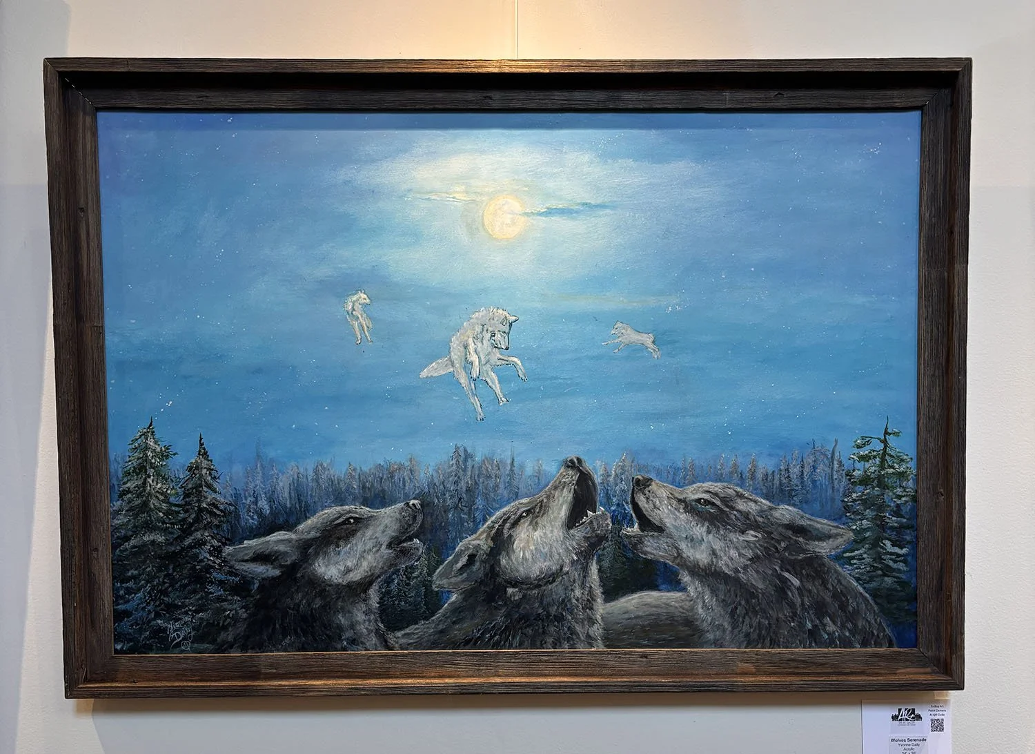 "Wolves Serenade" by Yvonne Daily.  Acrylic, 24” x 36”.  $1,200.